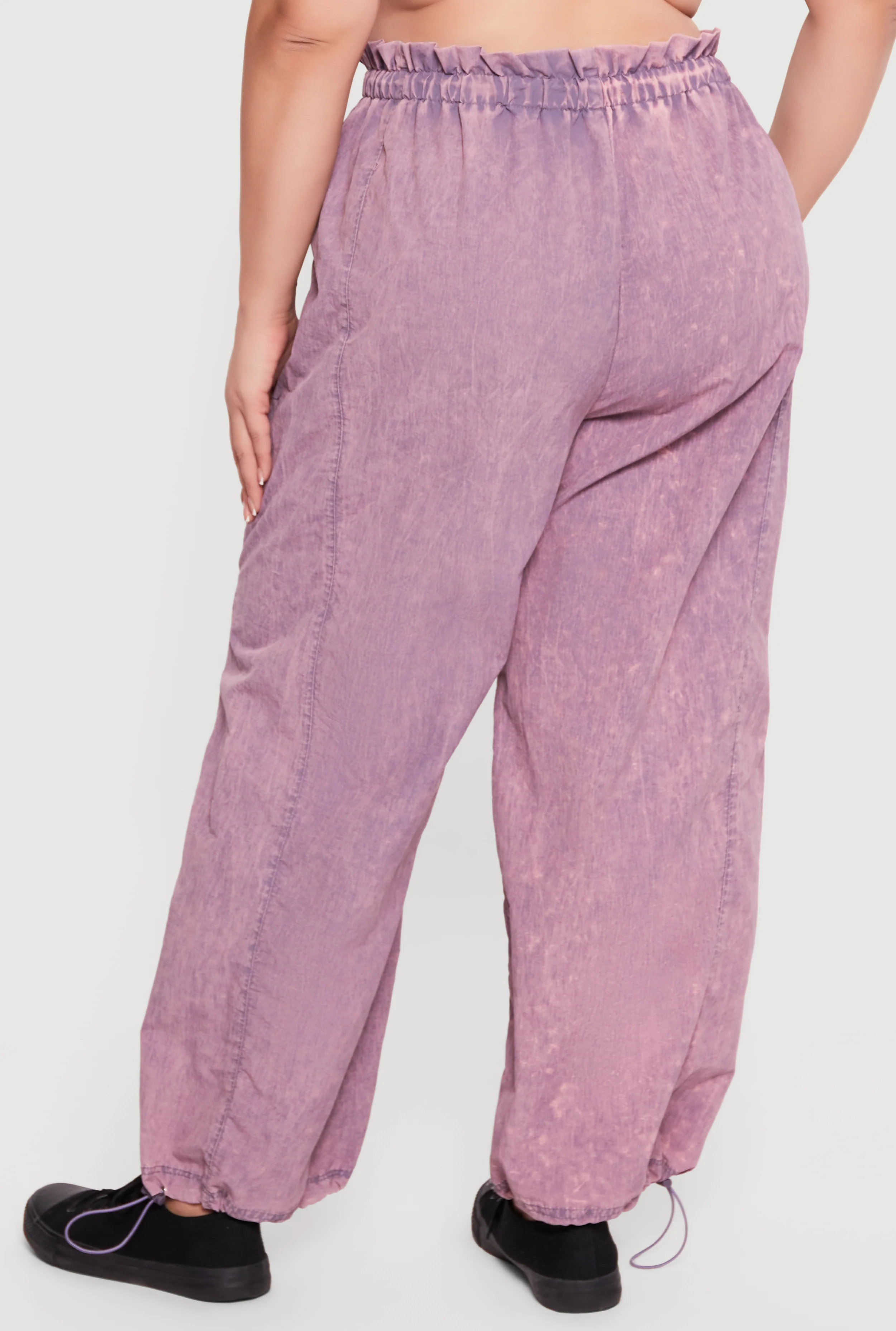 Plus Size Acid Wash Toggle Drawstring Joggers - Image 5