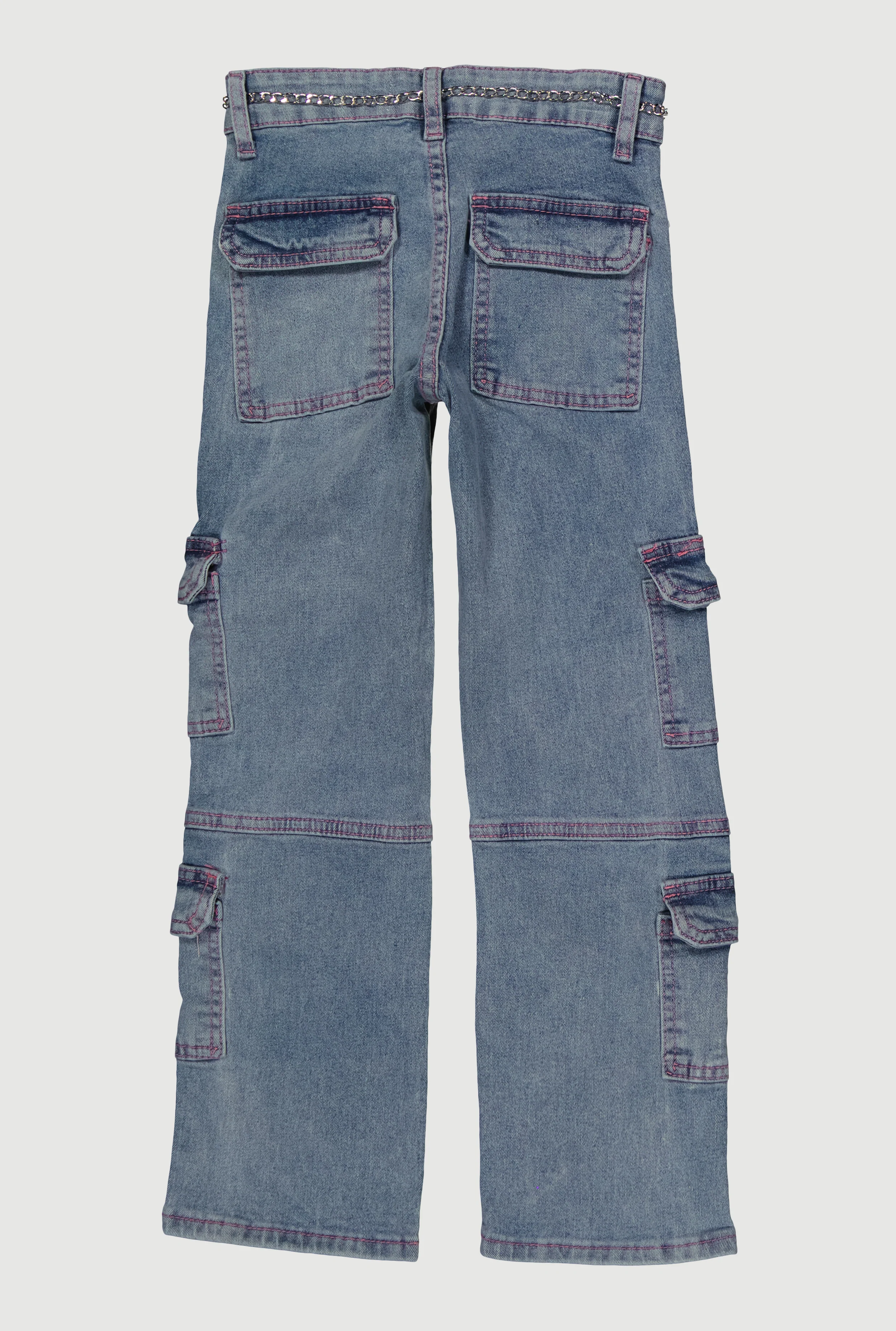 Girls Utility Jeans with Butterfly Chain Belt - Image 3