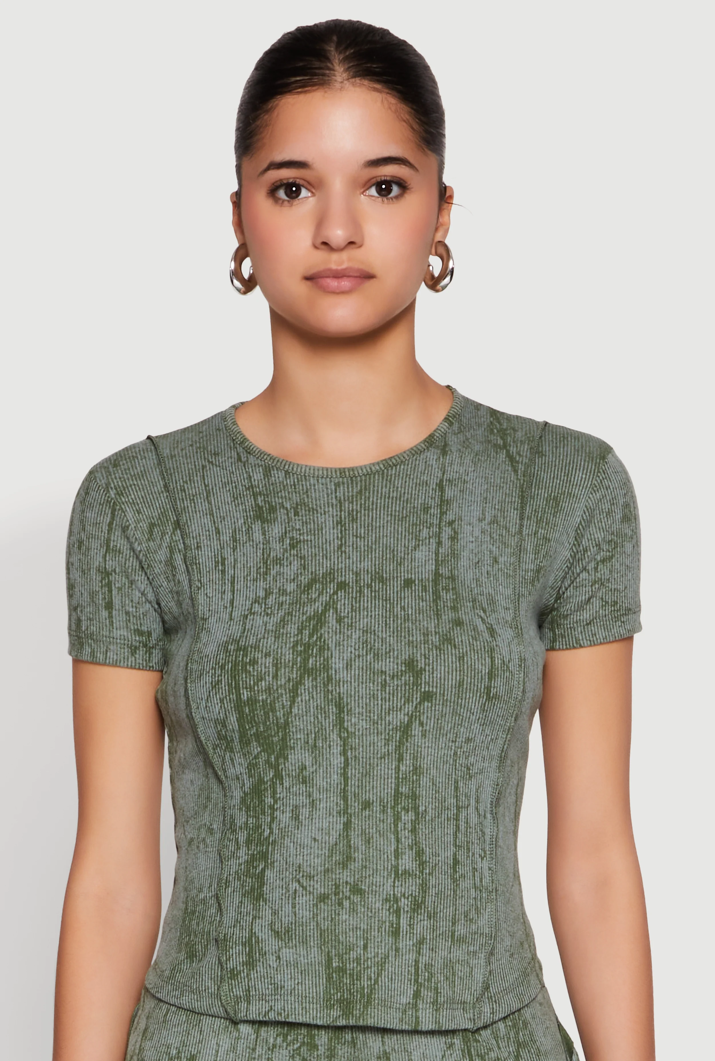 Mineral Wash Pintuck Short Sleeve Top - Image 4