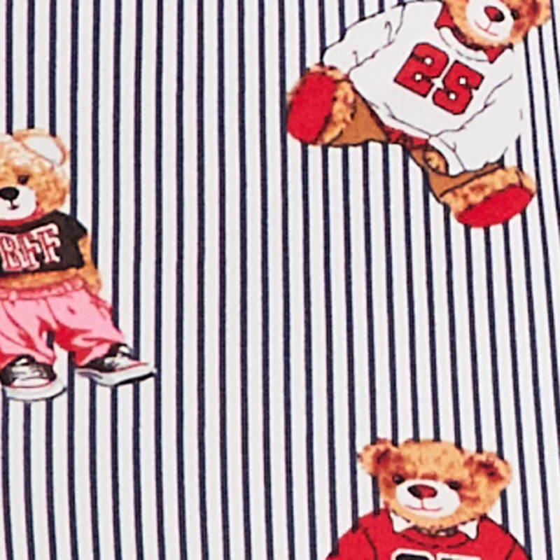 Striped Teddy Bear Print Pajama Romper - Image 3
