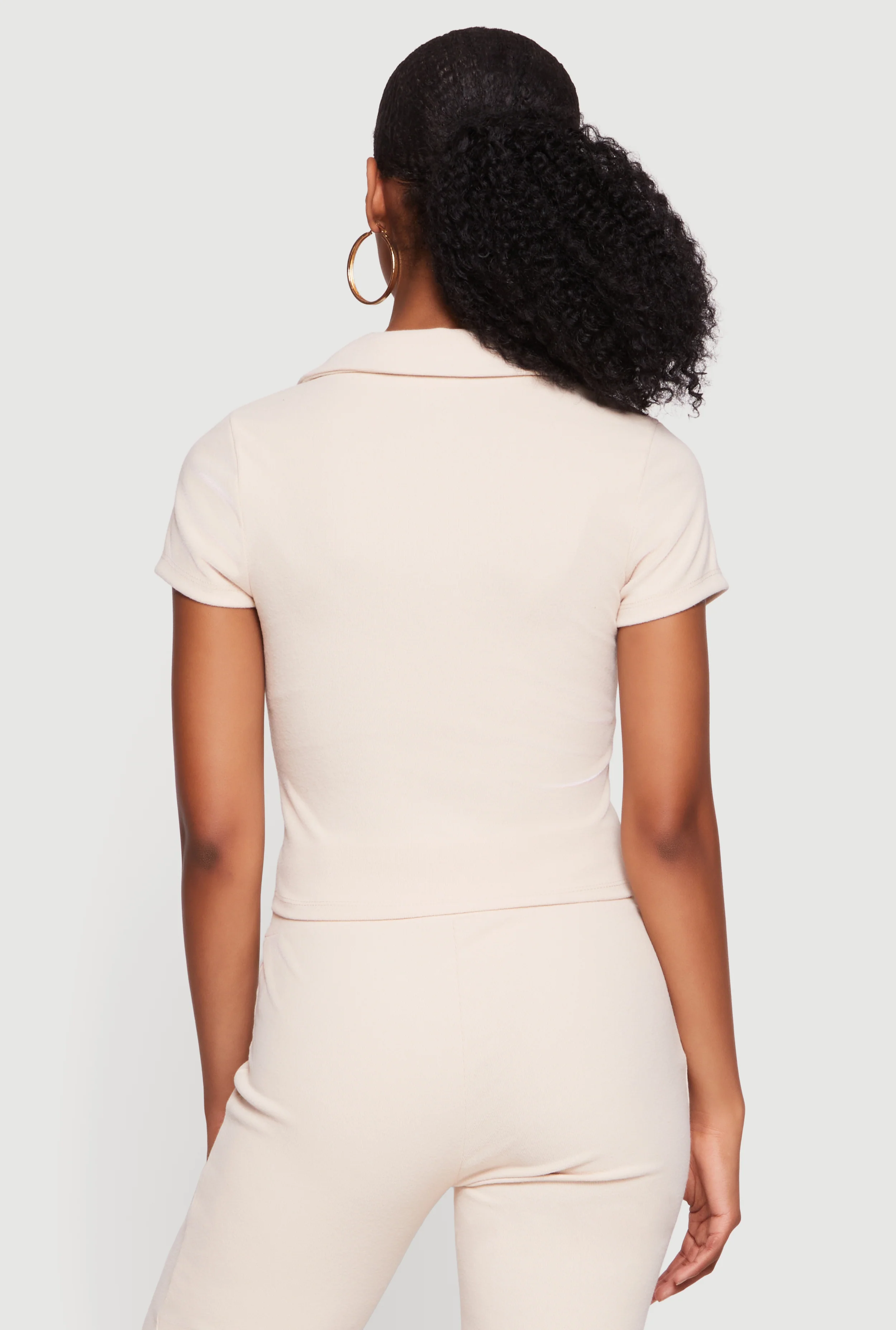 Brushed Knit Short Sleeve Polo Top - Image 5