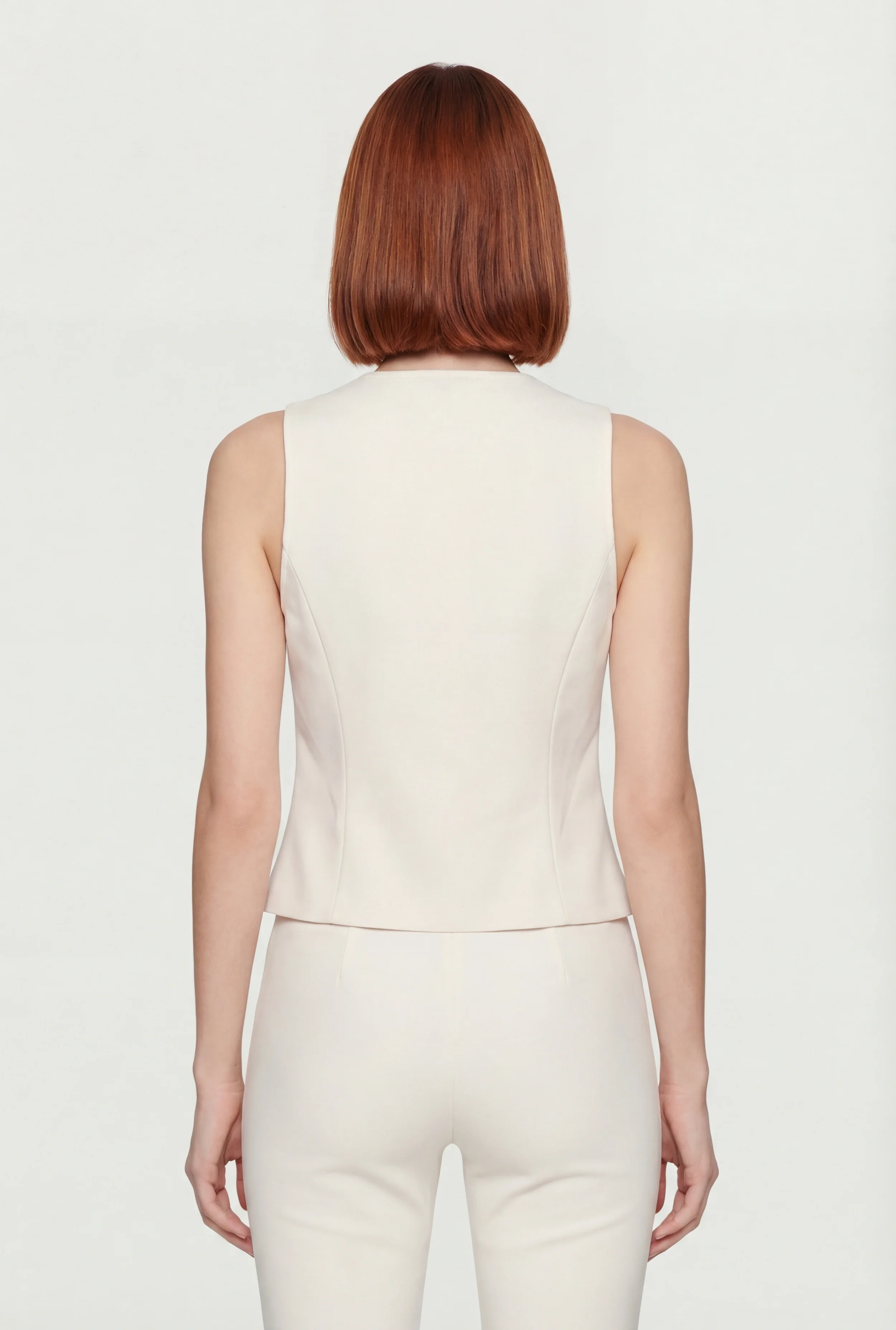 Front Slit Crepe Knit Blazer Vest - Image 5