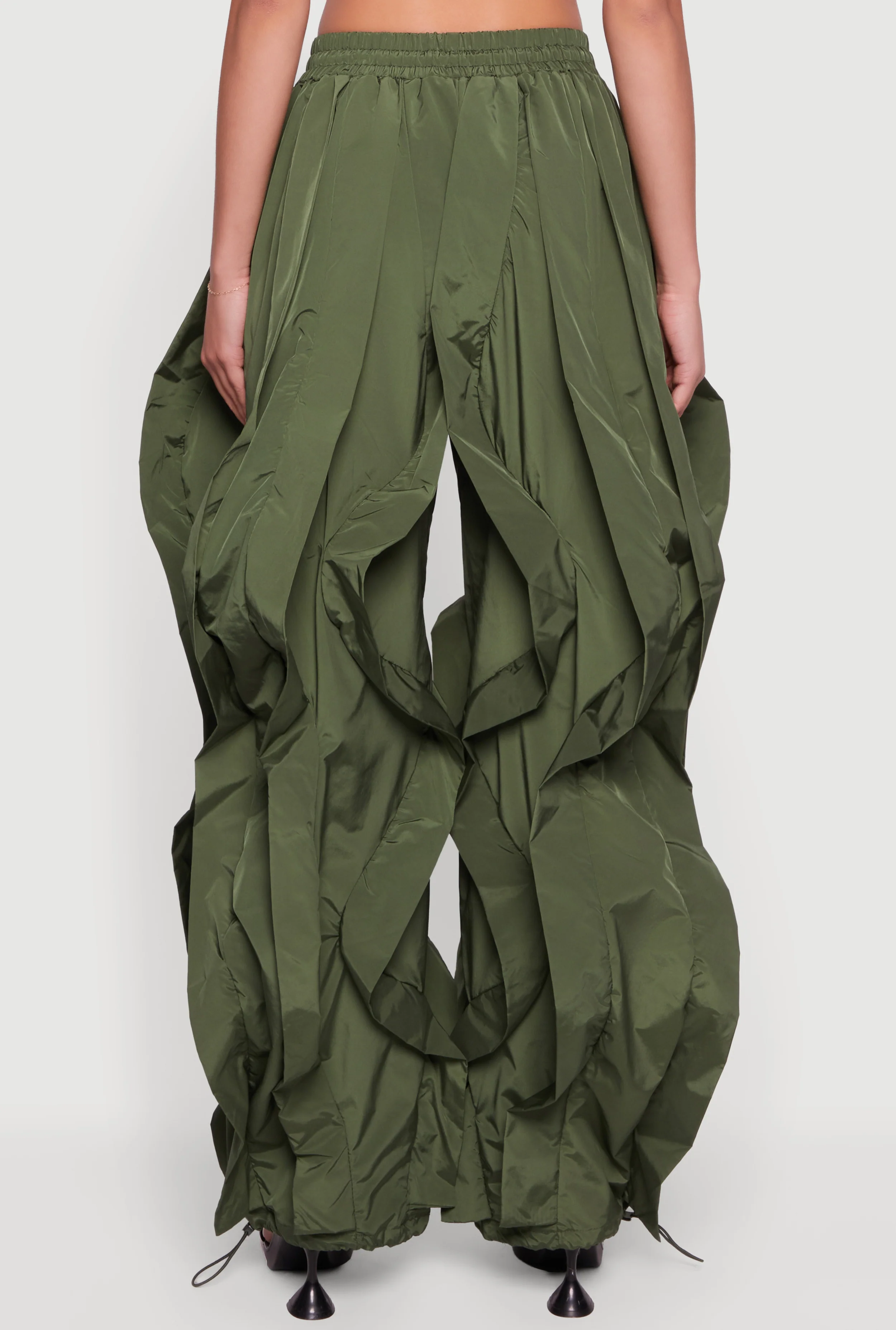 Drawstring Waist Ruffle Parachute Pants - Image 6