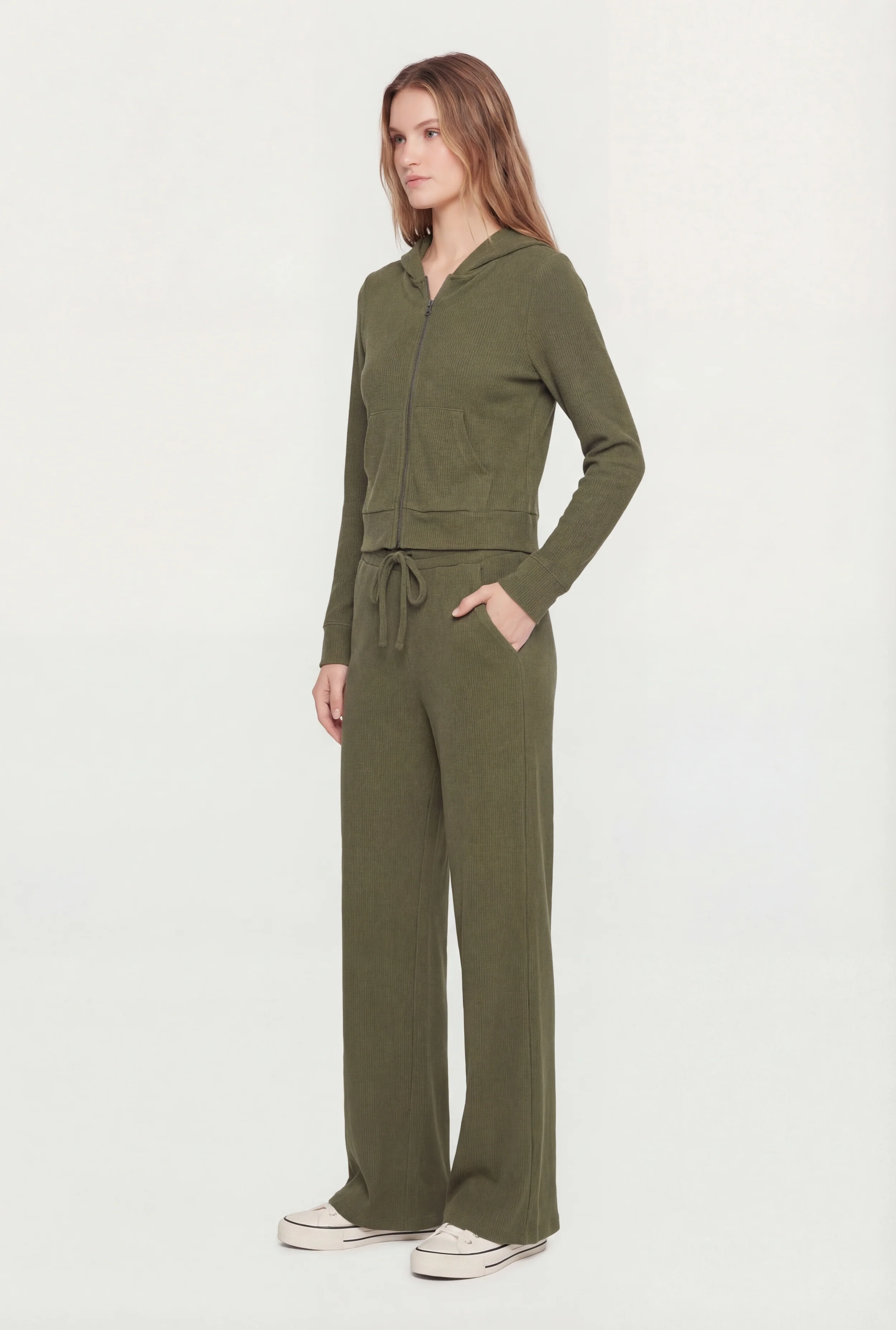 Long Sleeve Zip Front Hooded Sweatshirt - Image 3