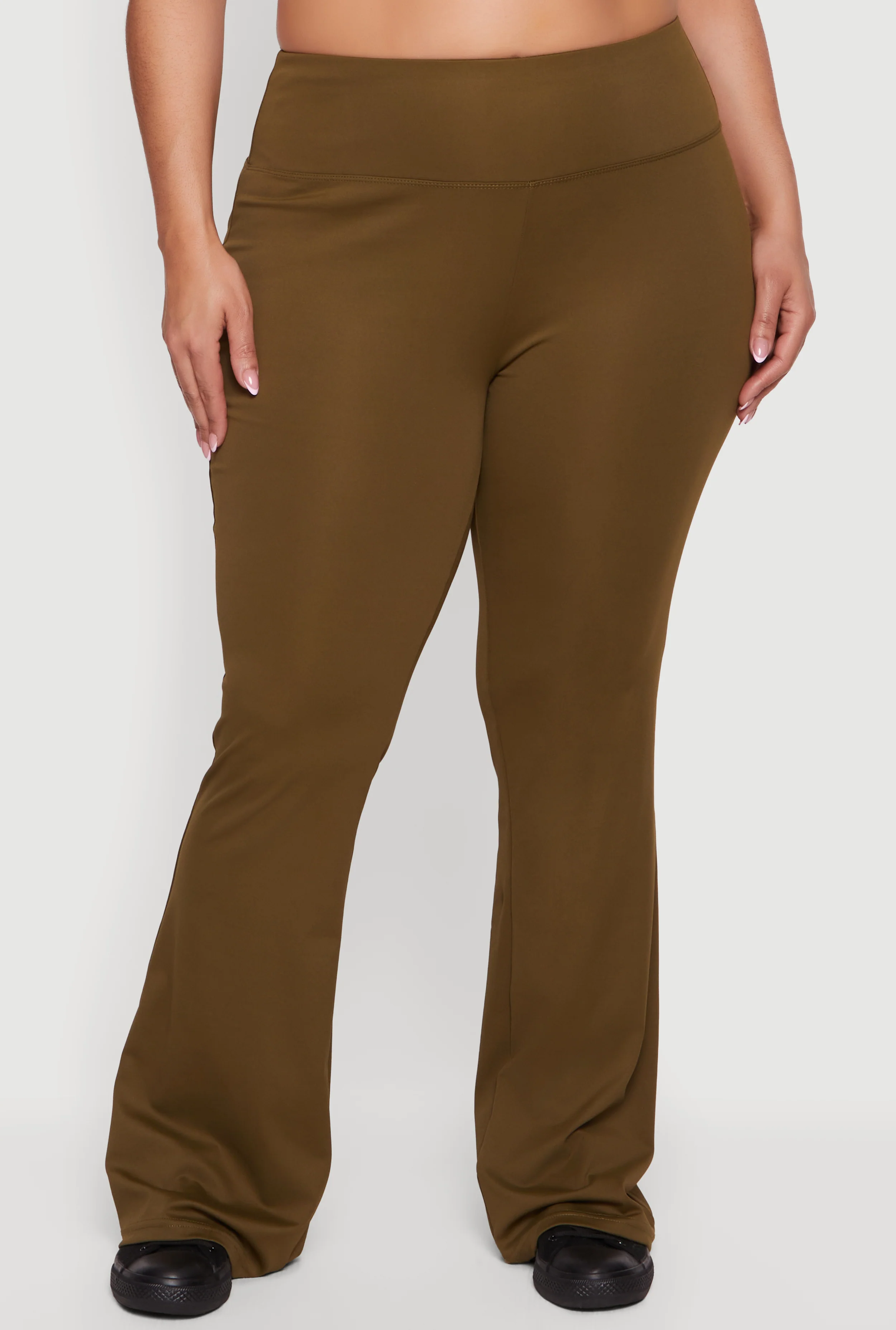 Plus Size High Waisted Flare Leg Active Pants - Image 3