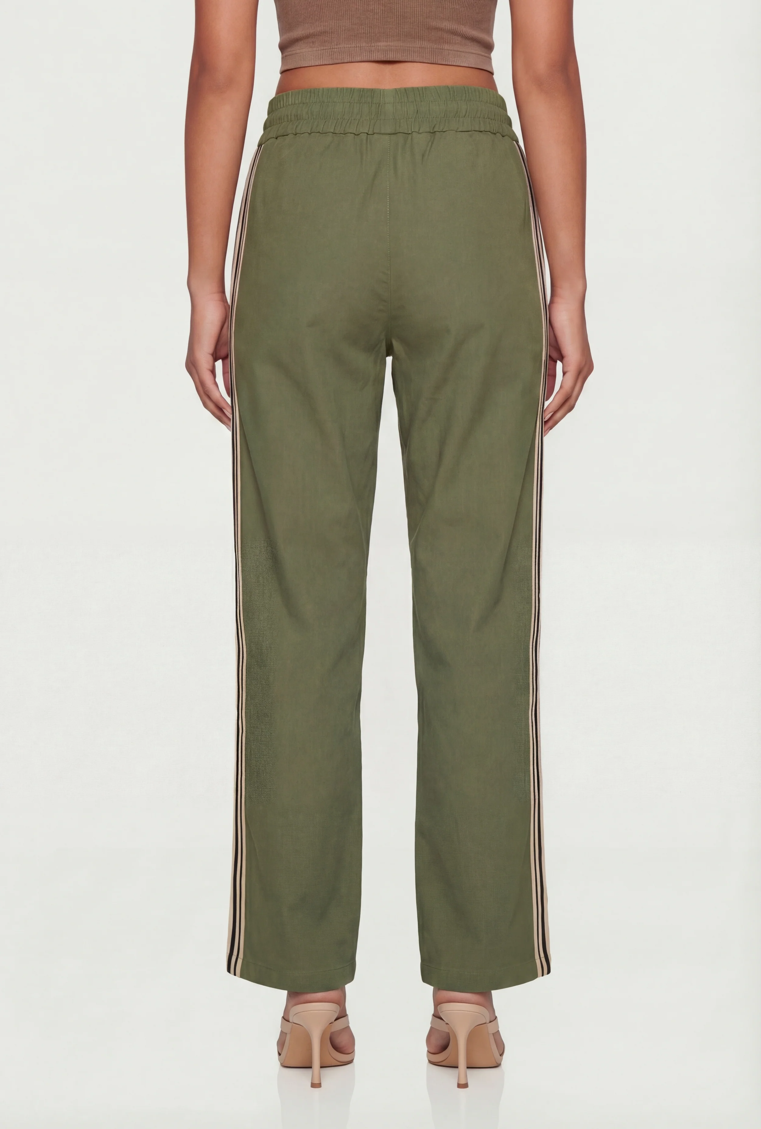 Side Stripe Drawstring Waist Straight Leg Track Pants - Image 5