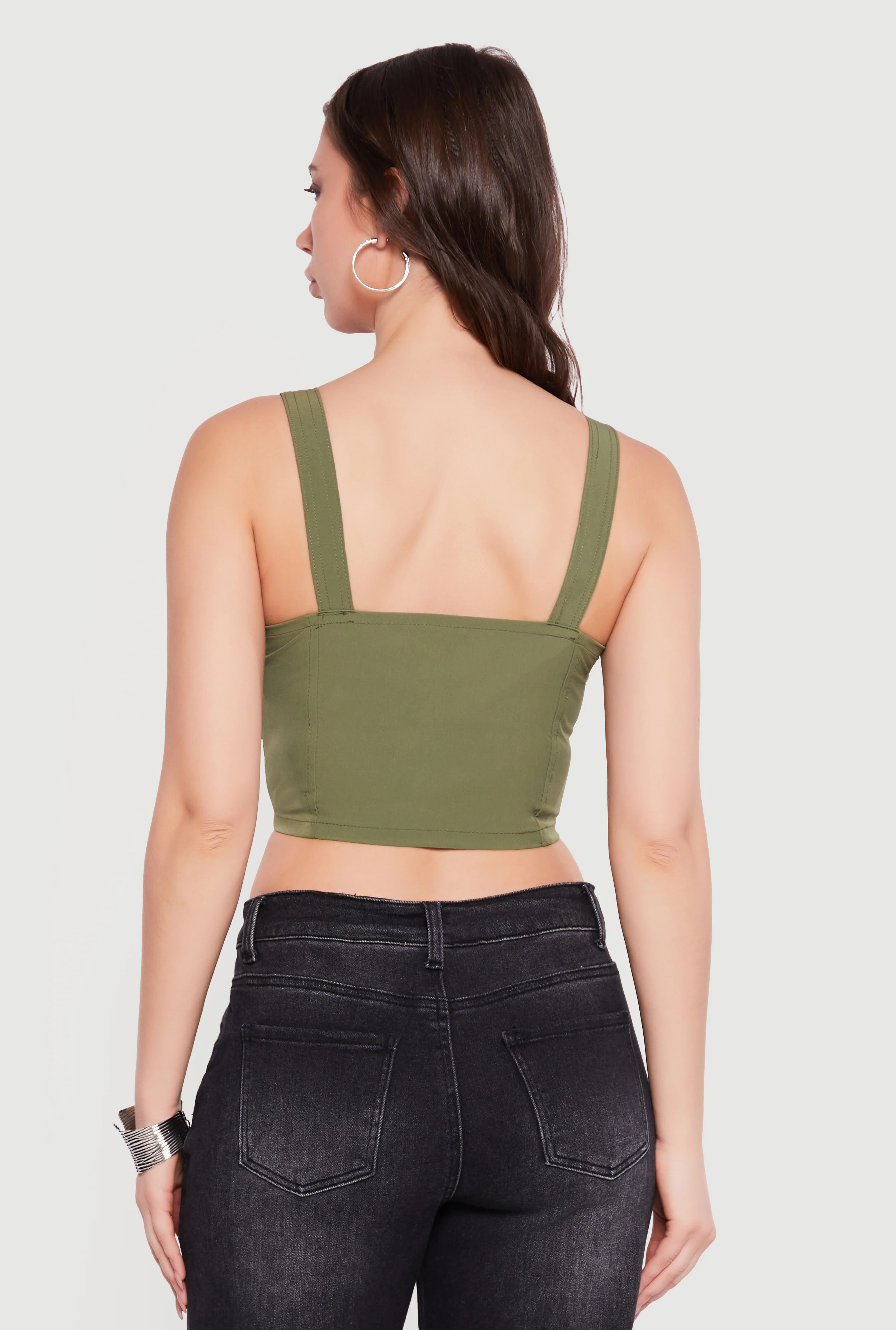 Zip Front Utility Overall Crop Top - Image 5