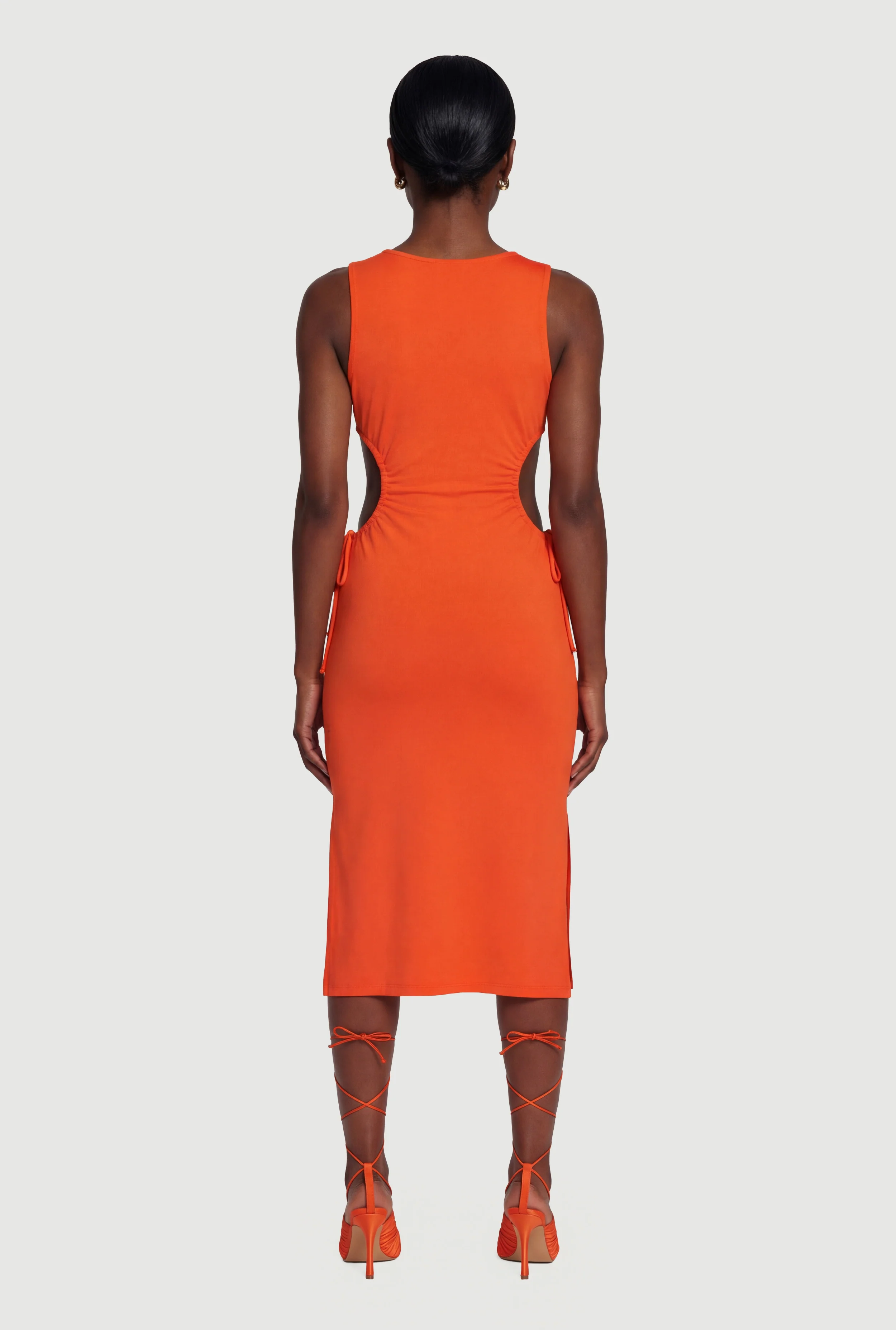 Side Slit Drawstring Side Midi Dress - Image 3
