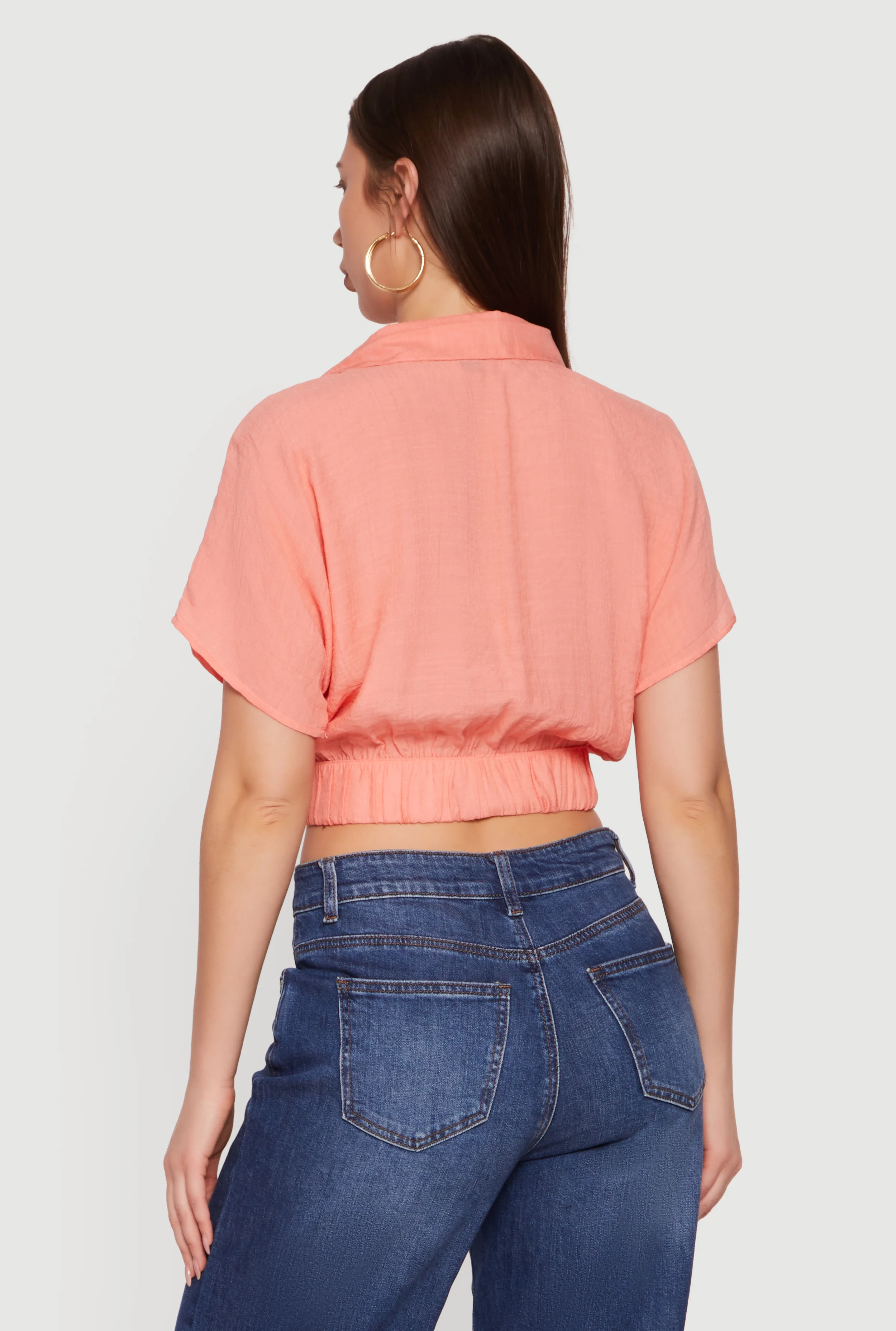 Gauze Knit Short Sleeve Cropped Blouse - Image 5