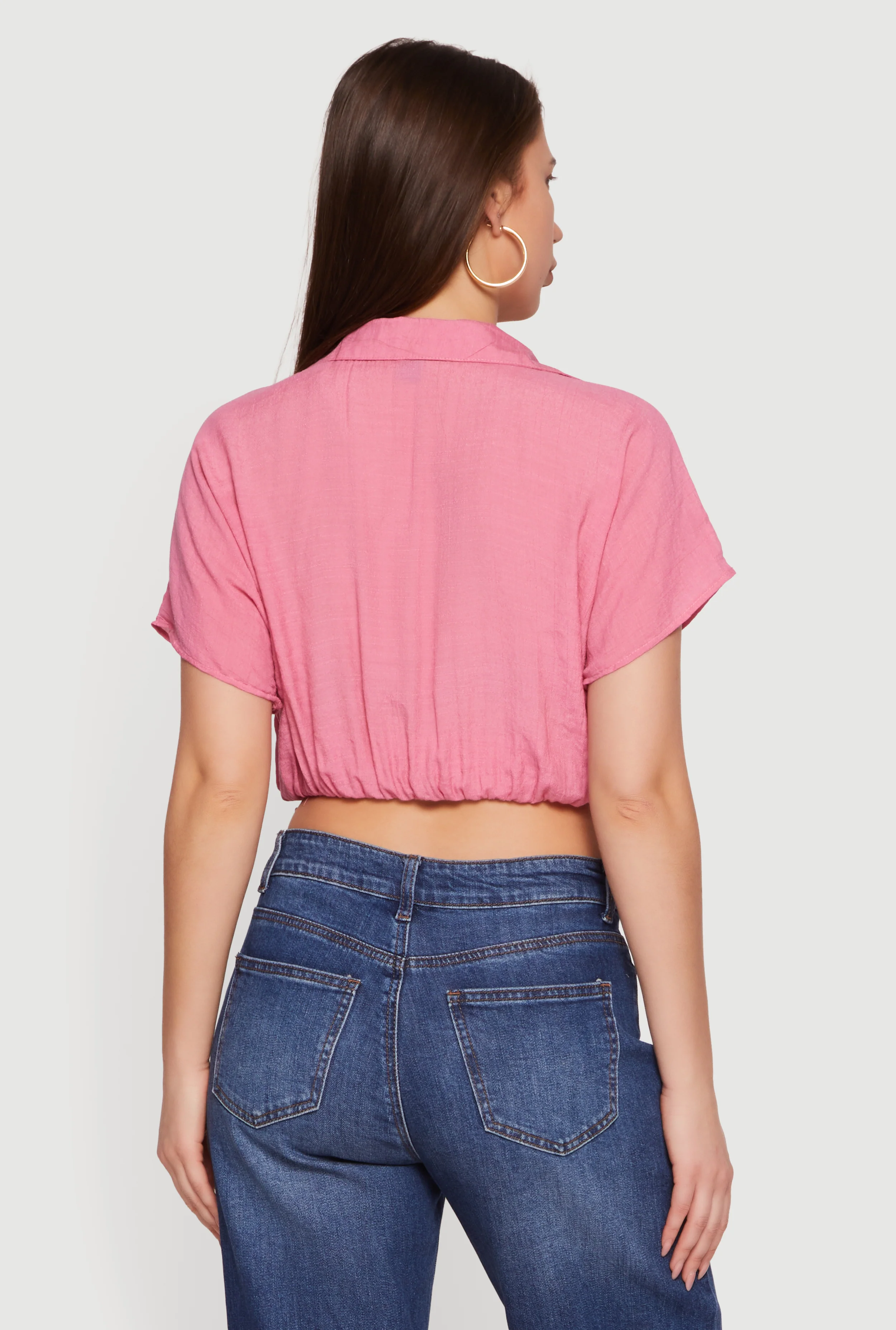 Gauze Knit Short Sleeve Cropped Blouse - Image 5