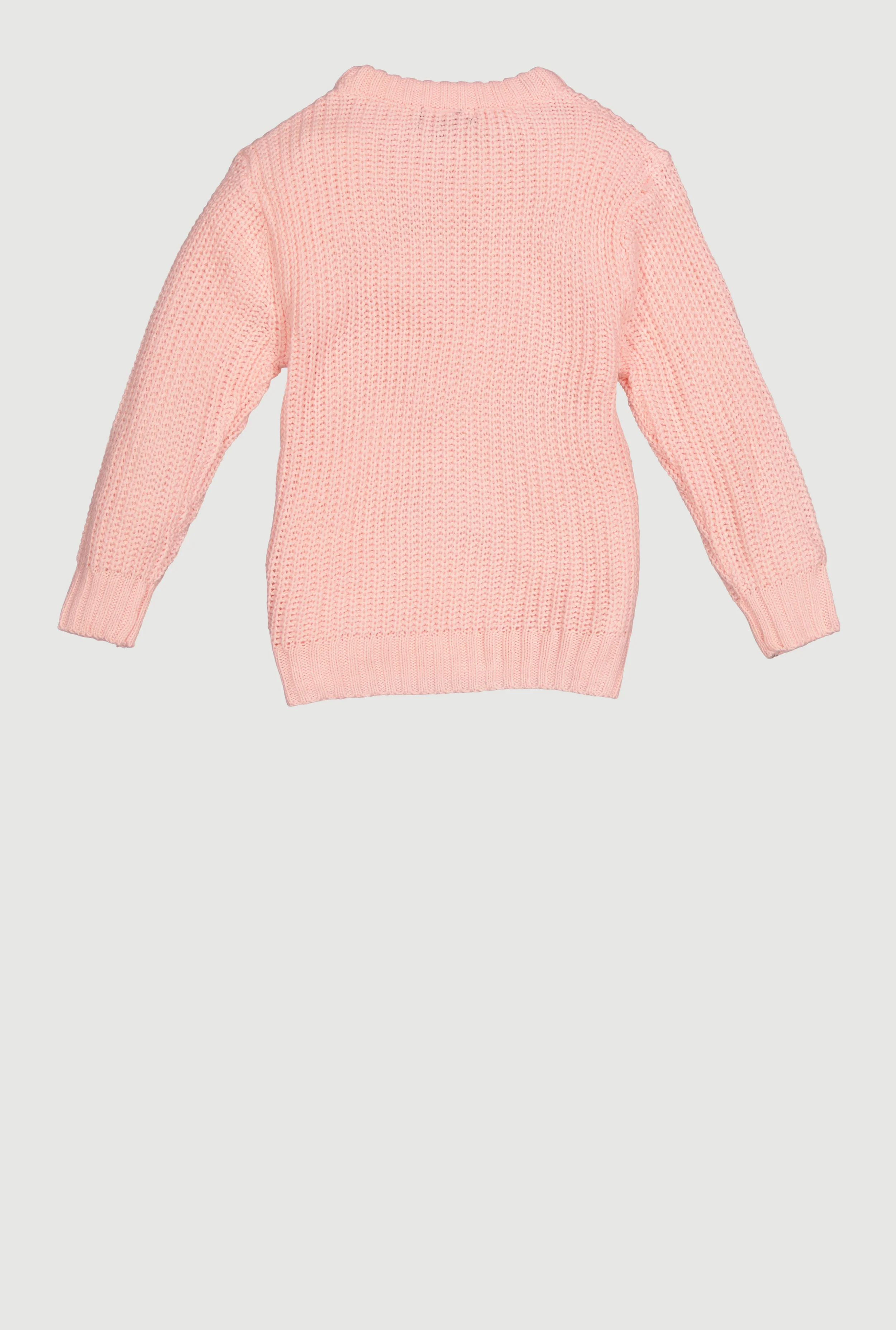 Little Girls Bow Detail Long Sleeve Crew Neck Sweater - Image 3