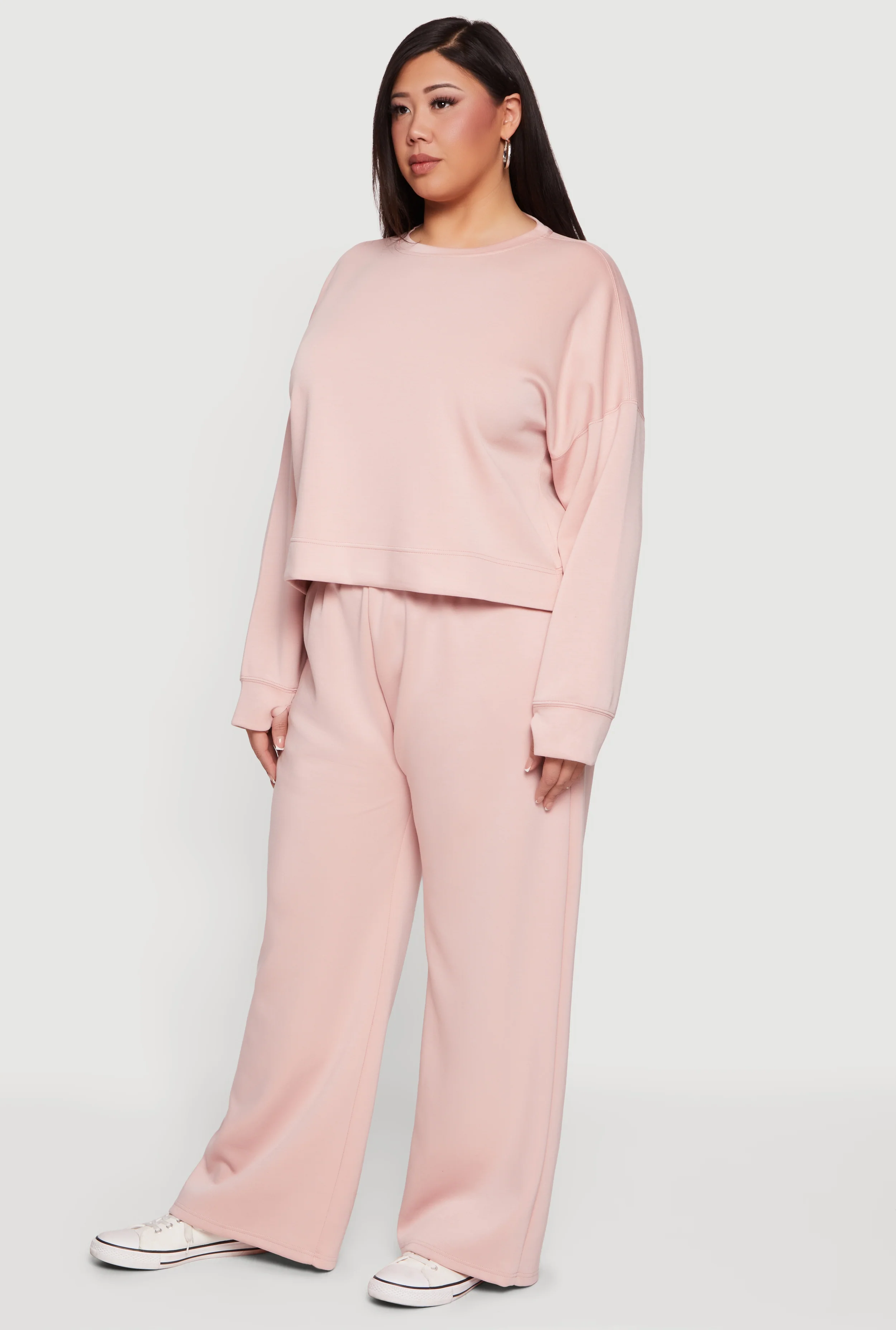 Plus Size Long Sleeve Drop Shoulder Sweatshirt - Image 3