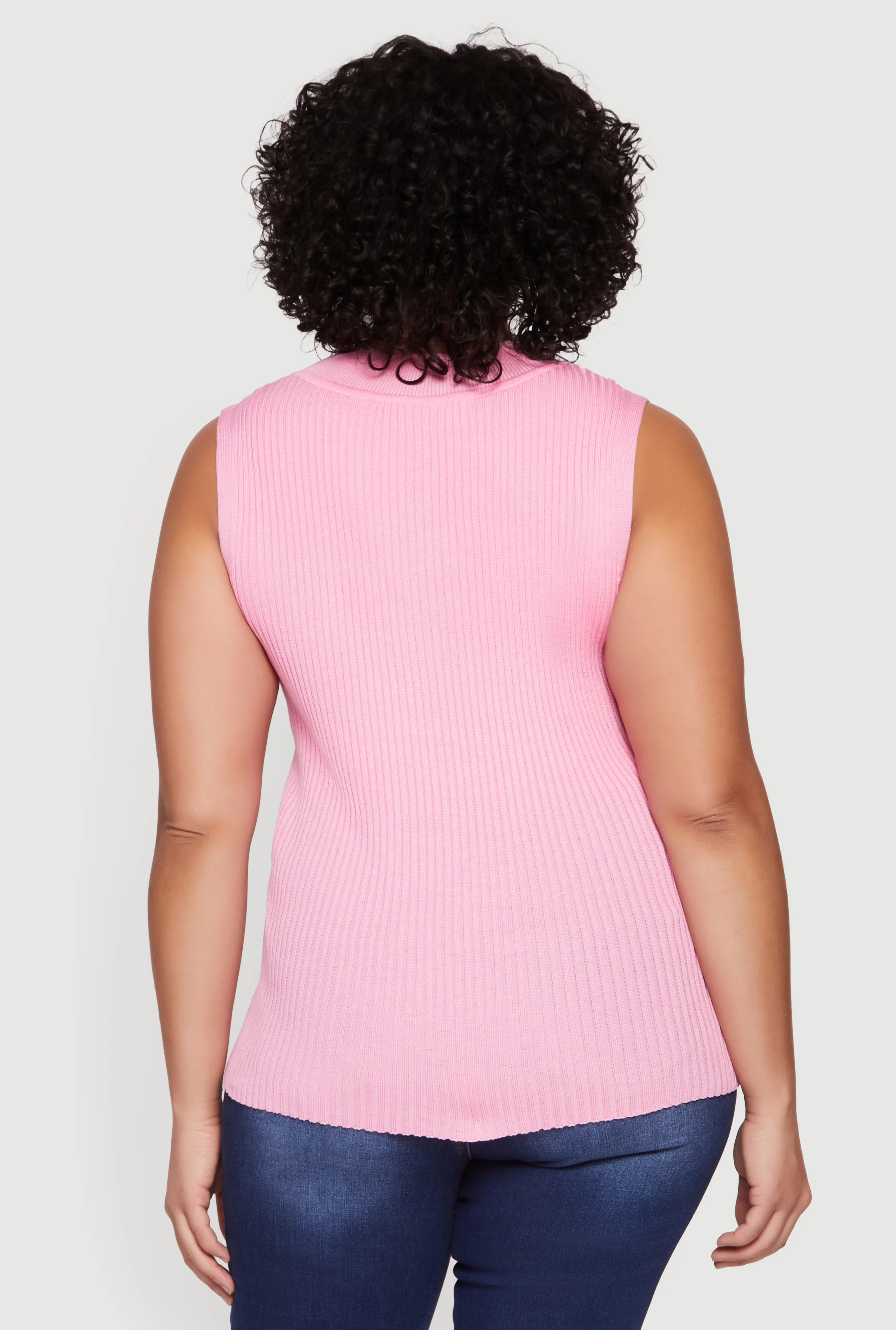 Plus Size Rib Knit Mock Neck Sleeveless Sweater - Image 5