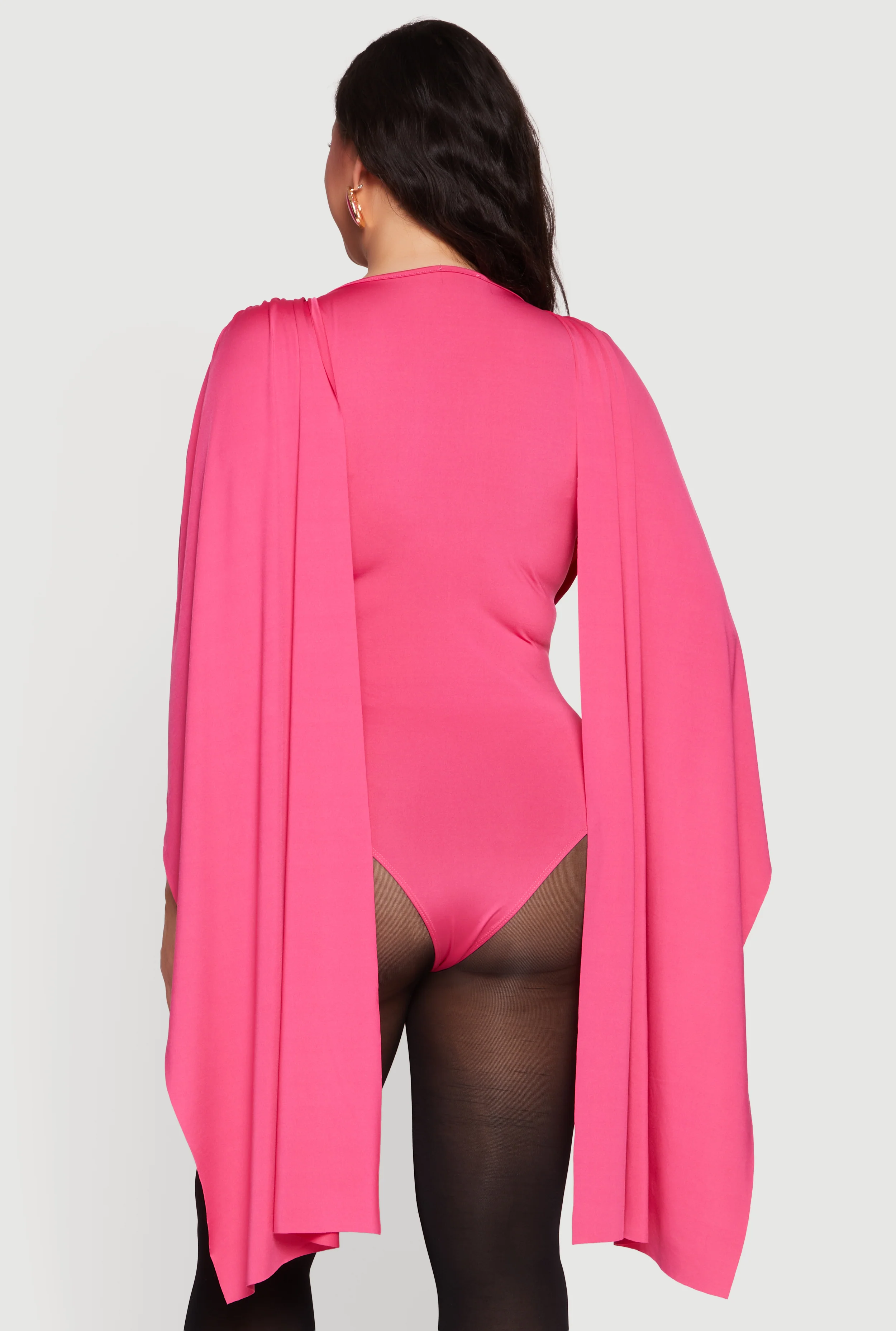 Plus Size Ruched Draped Cape Bodysuit - Image 5
