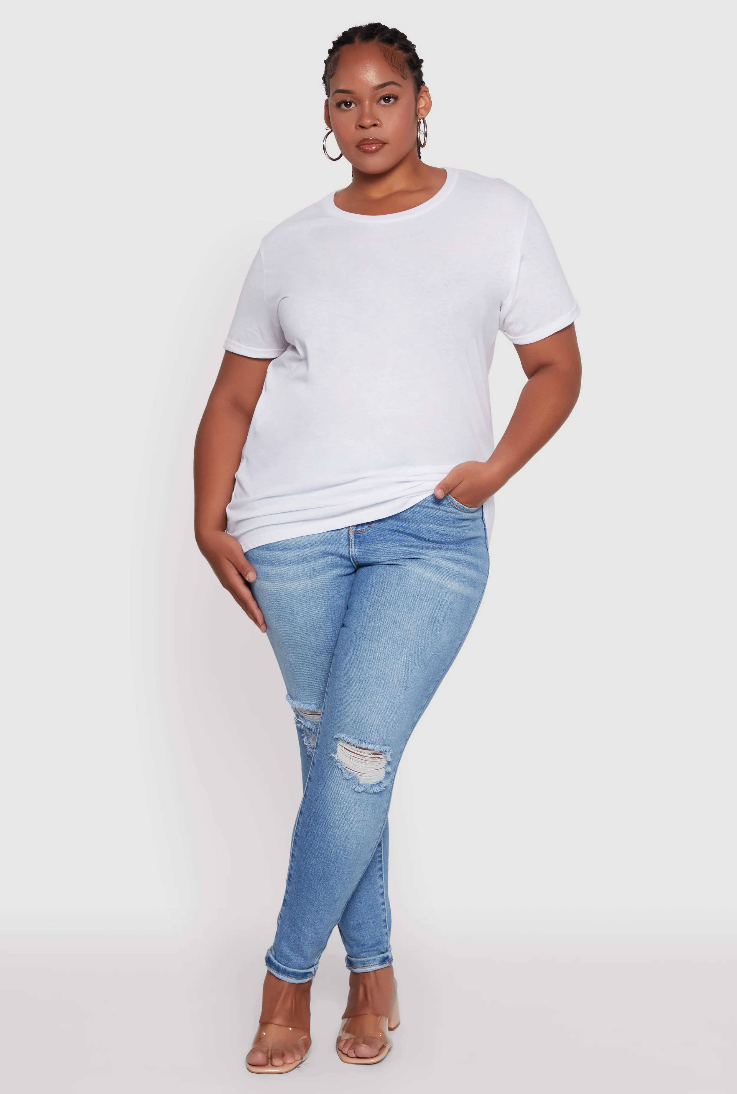 Plus Size Crew Neck Short Sleeve T-Shirt - Image 3