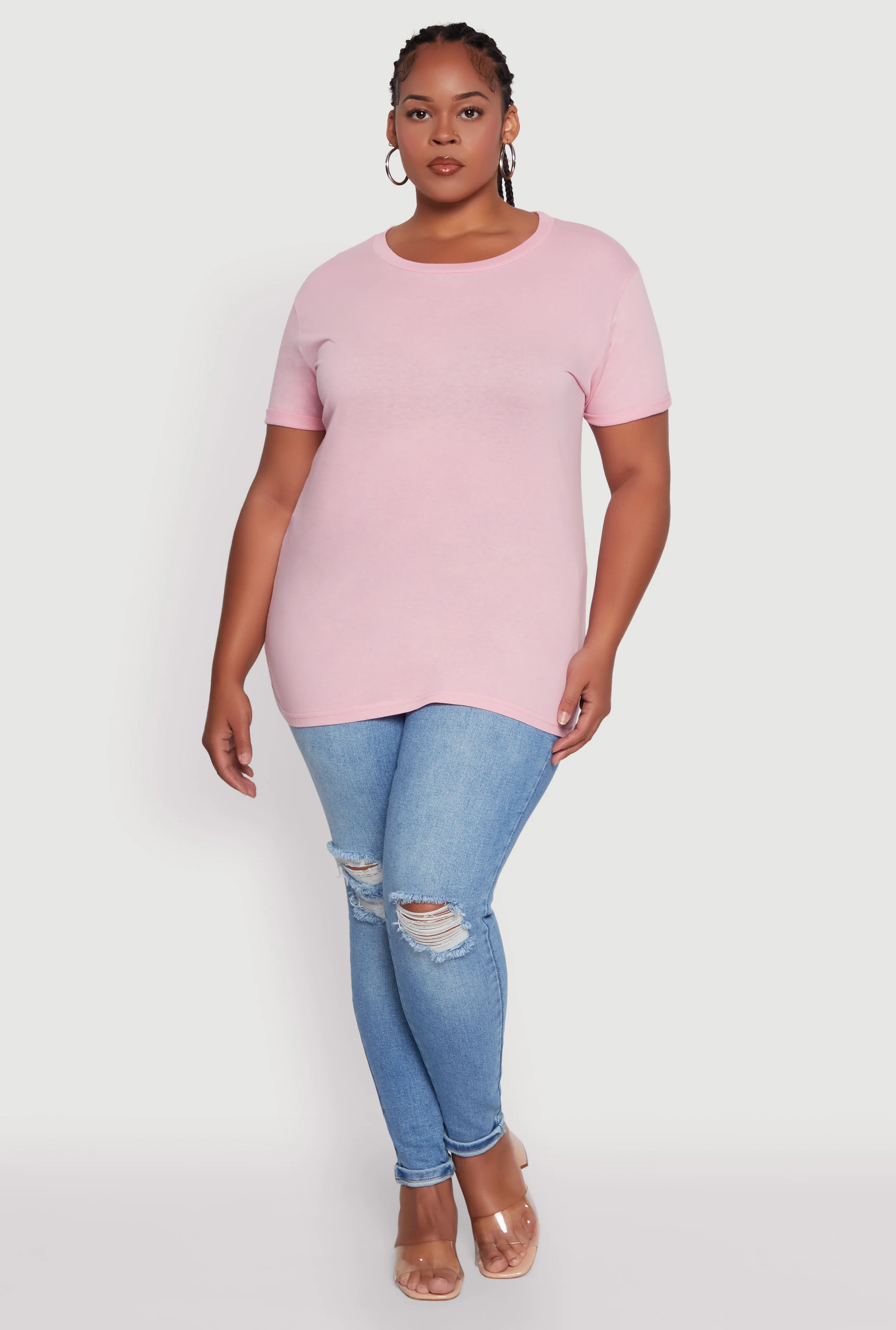 Plus Size Crew Neck Short Sleeve T-Shirt - Image 7