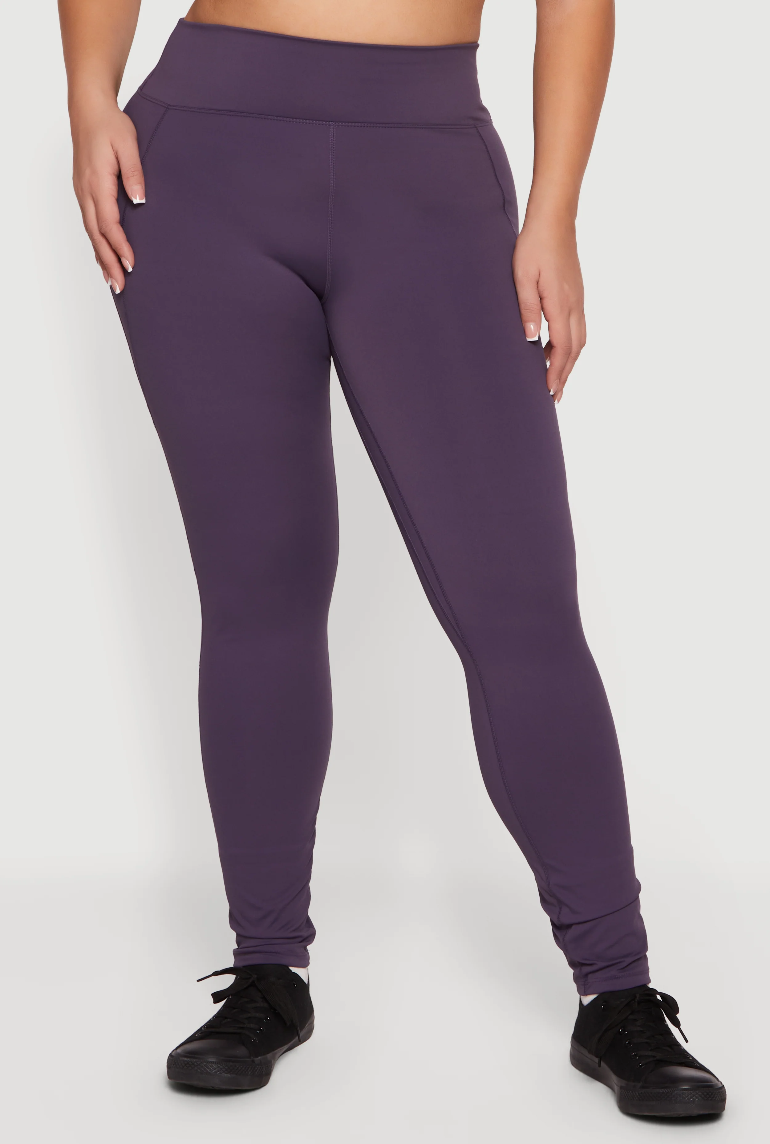 Plus Size Solid High Waisted Leggings - Image 3