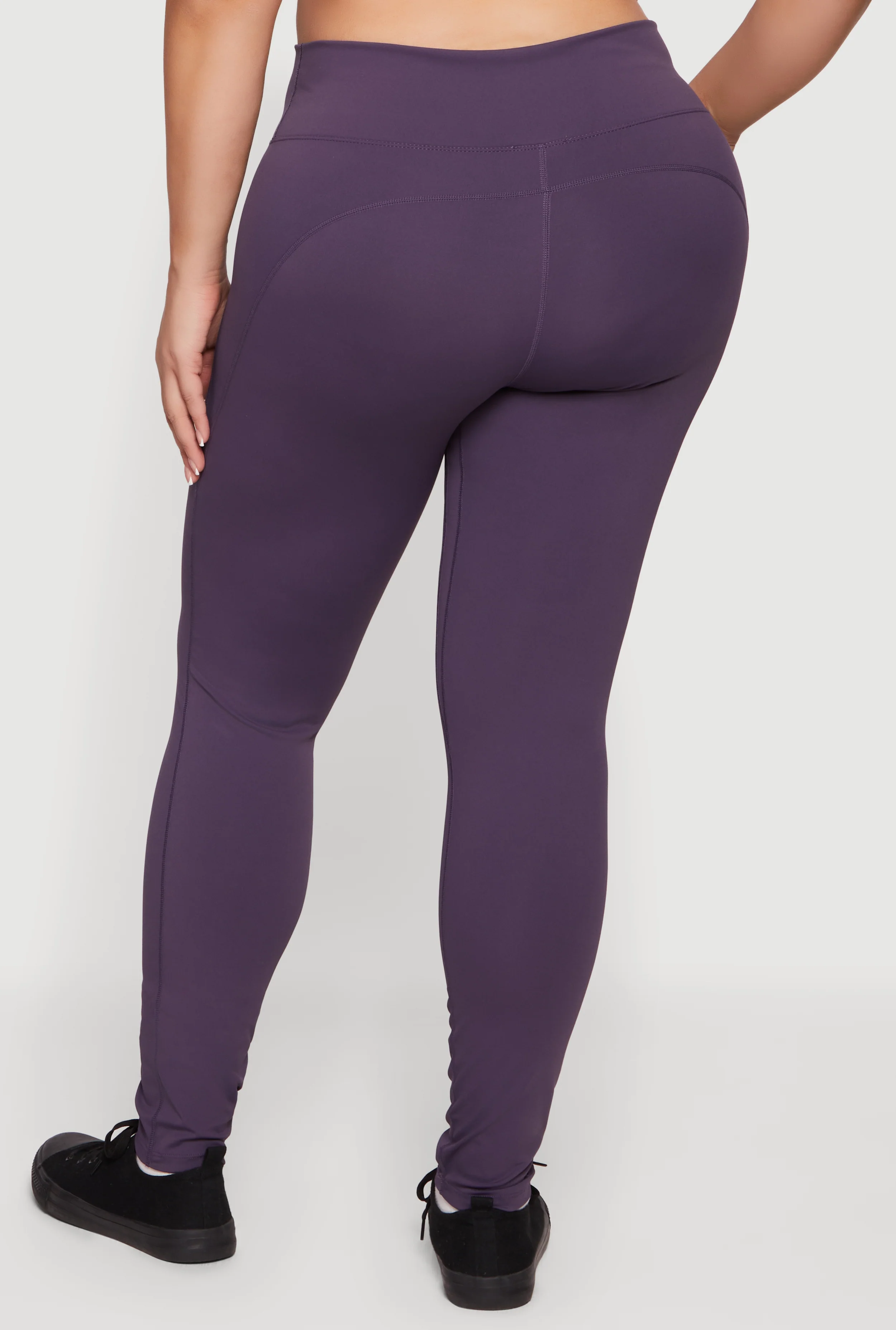 Plus Size Solid High Waisted Leggings - Image 5