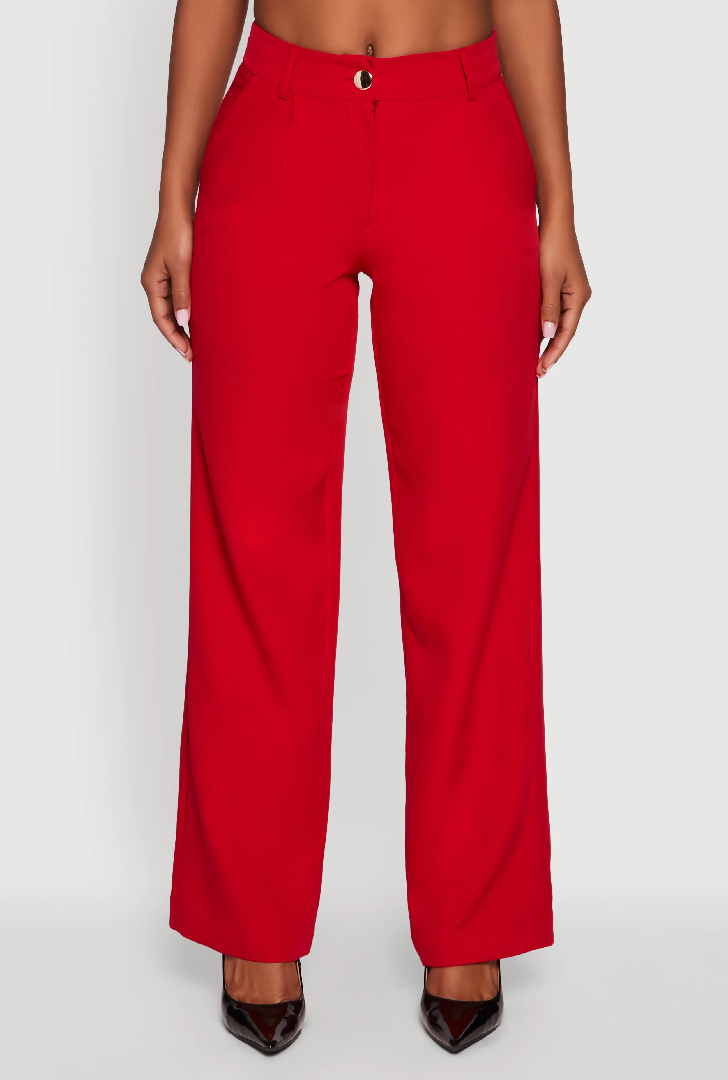 Crepe Knit Pleated Straight Leg Dress Pants - Image 3