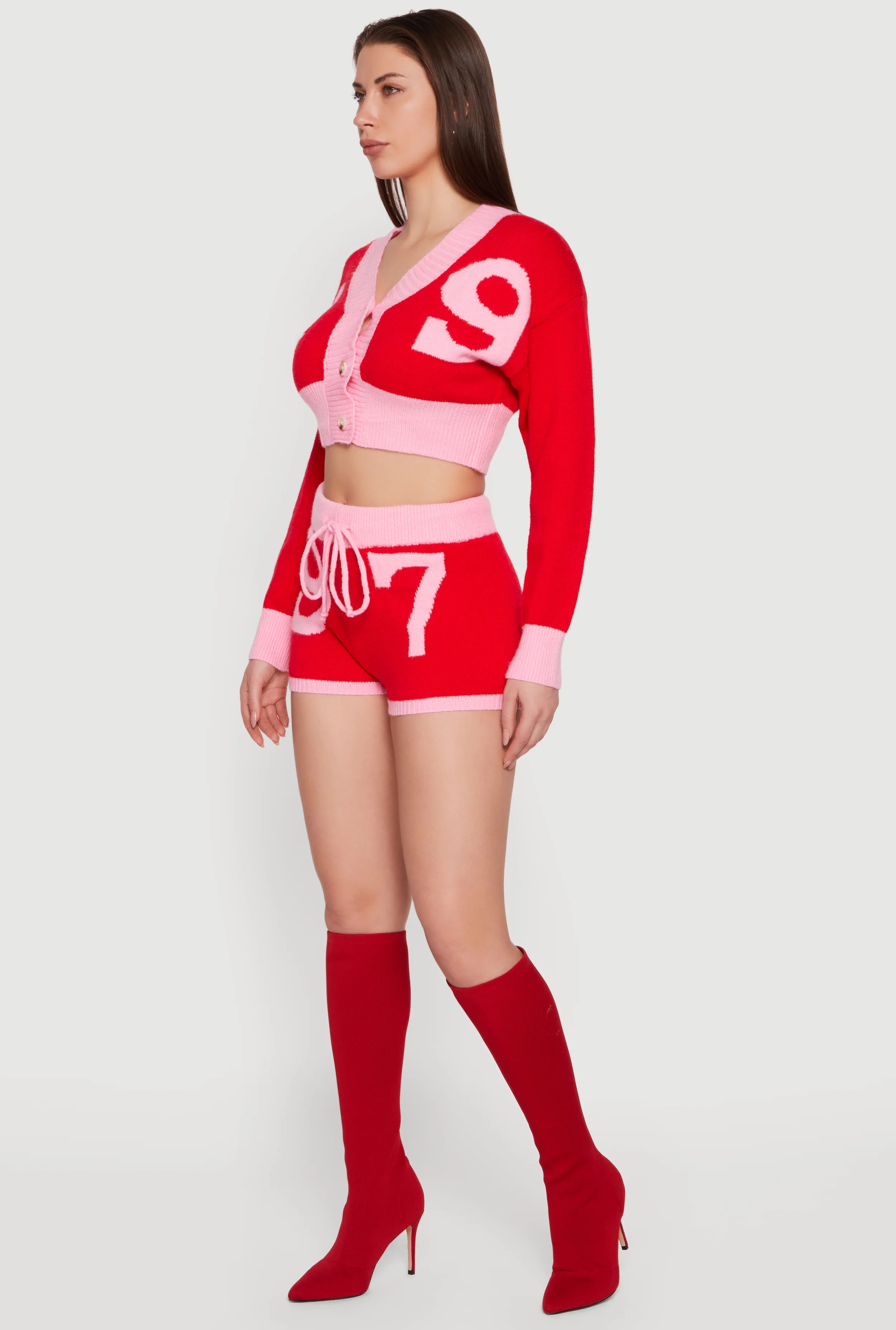Cropped 19 Graphic Button Front Cardigan - Image 3