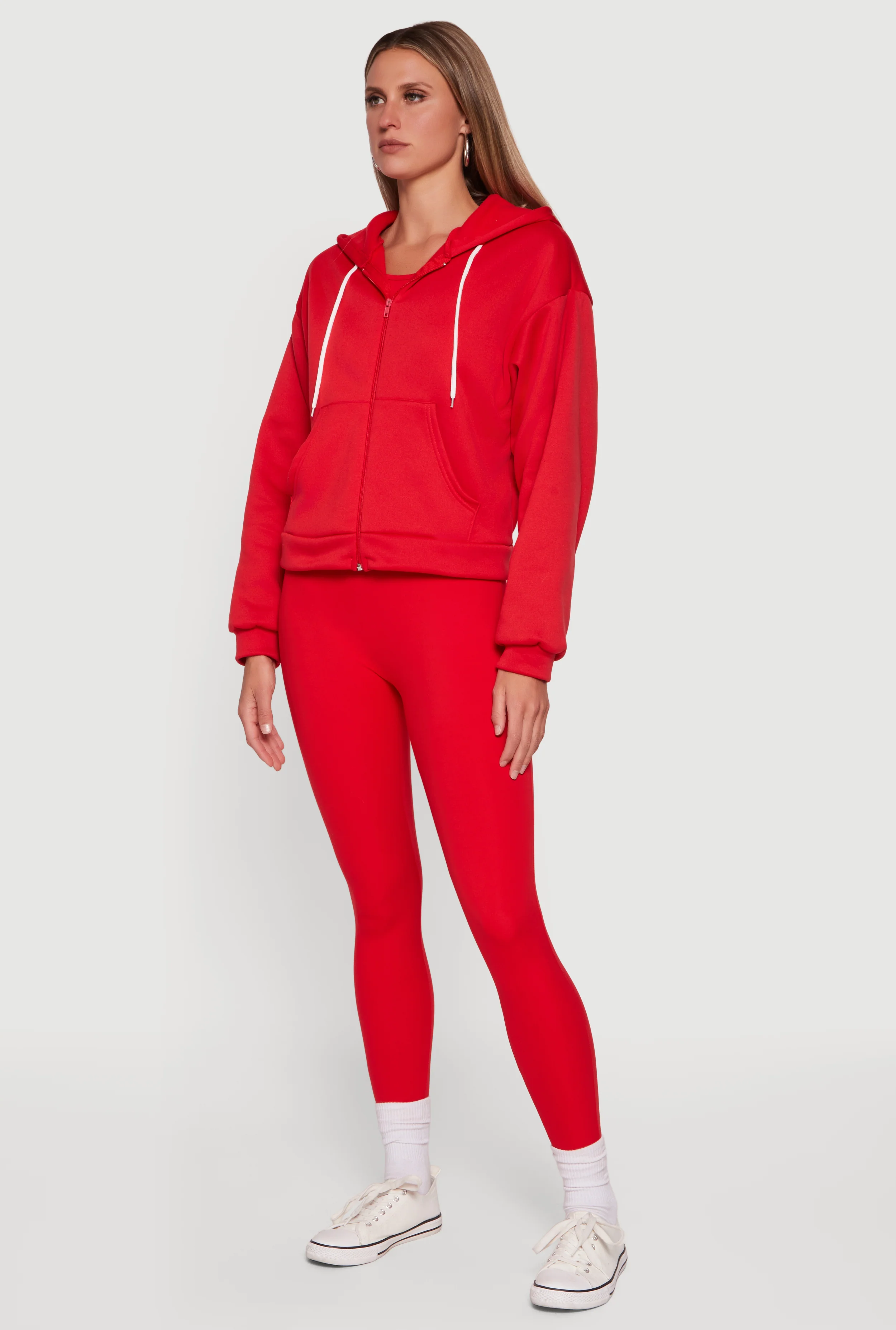 Hooded Zip Front Fleece Lined Sweatshirt - Image 3