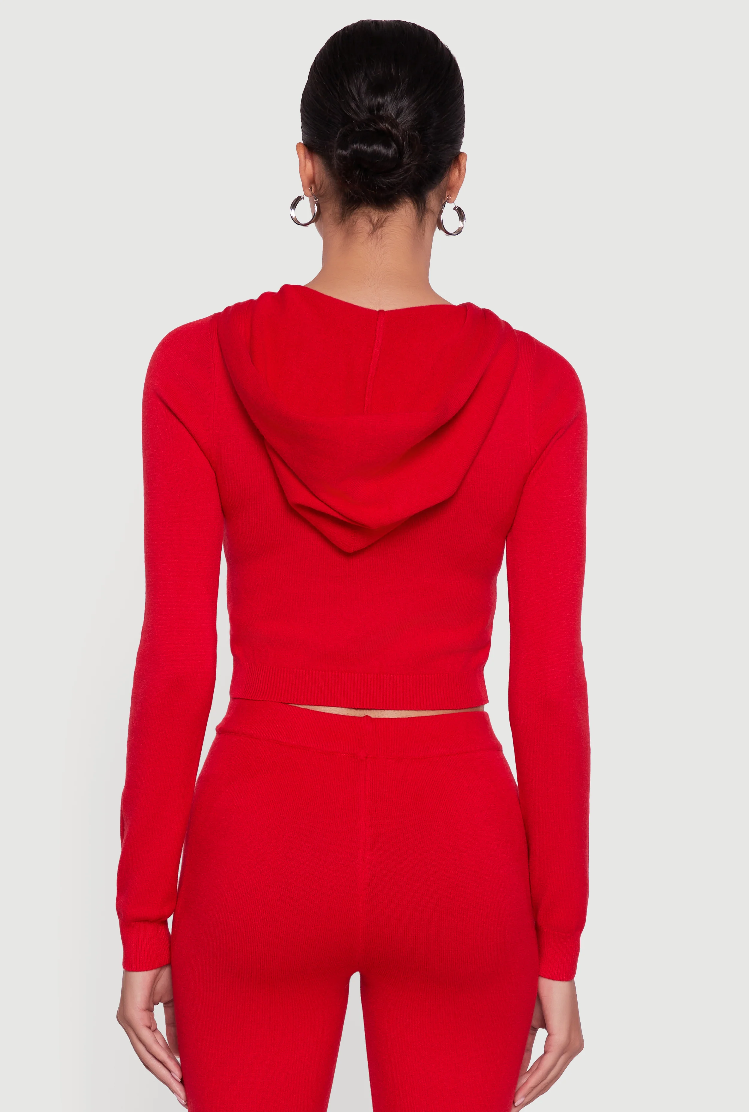 Long Sleeve Cropped Pullover Hooded Sweater - Image 6