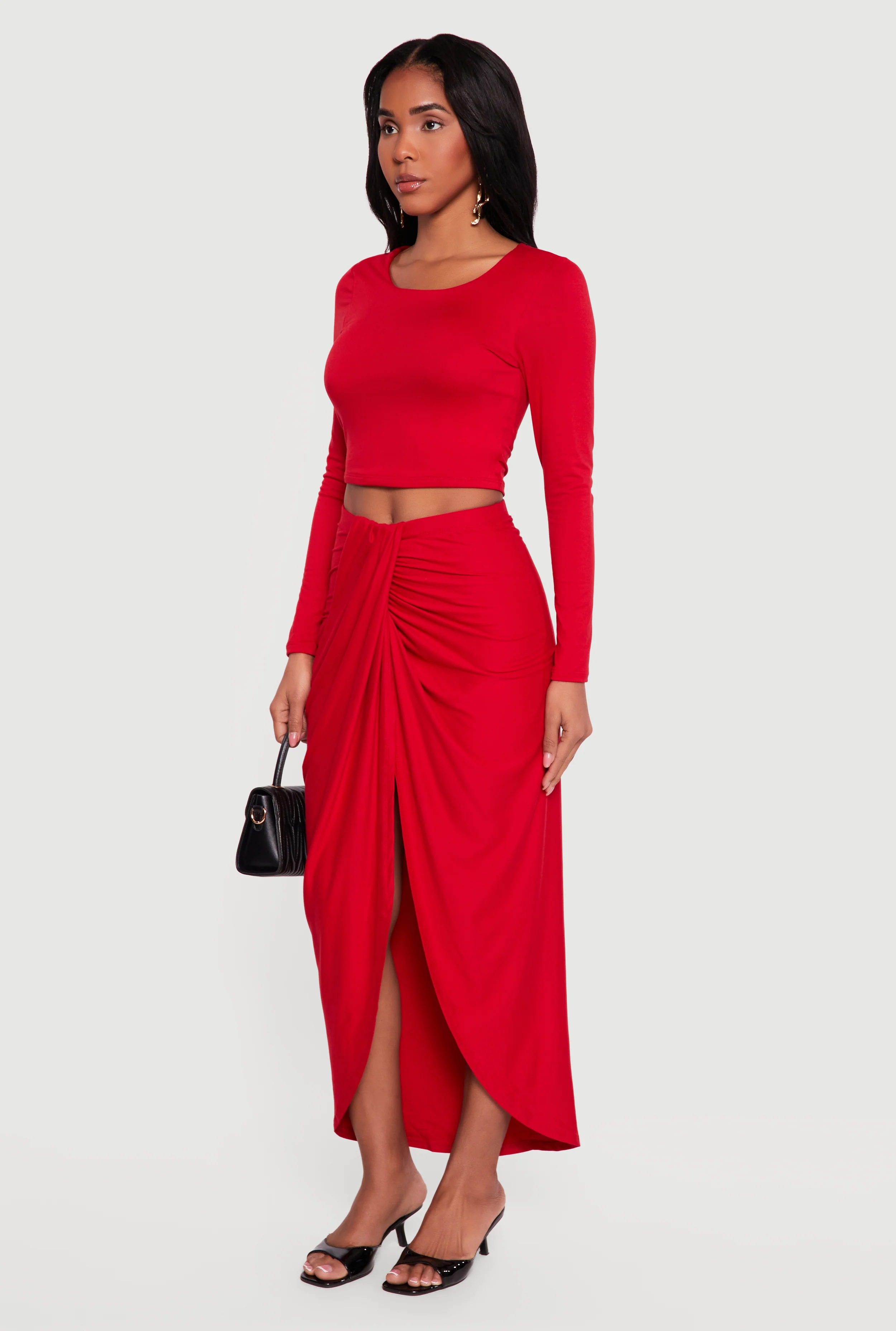 Long Sleeve Scoop Neck Crop Top - Image 3
