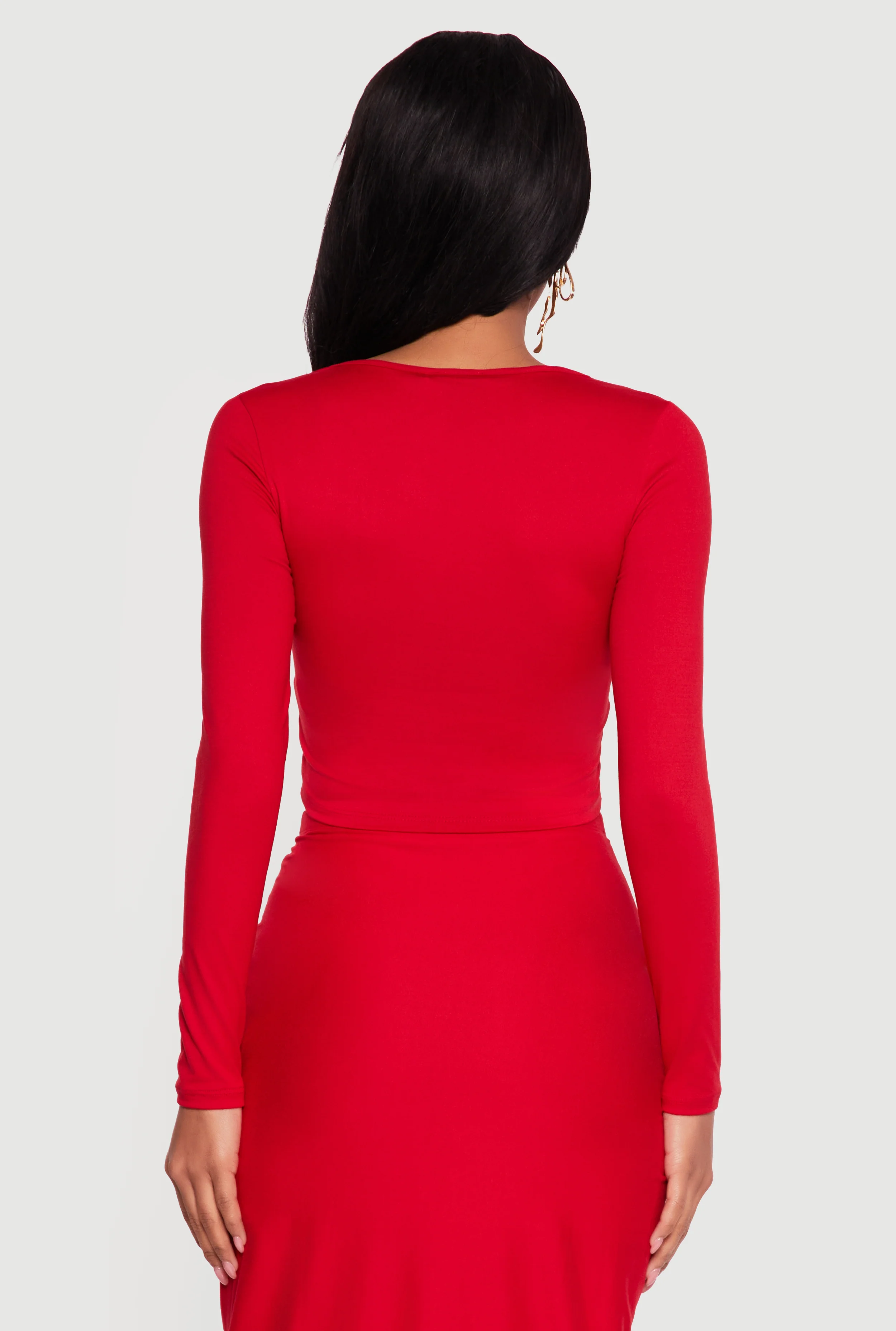Long Sleeve Scoop Neck Crop Top - Image 5