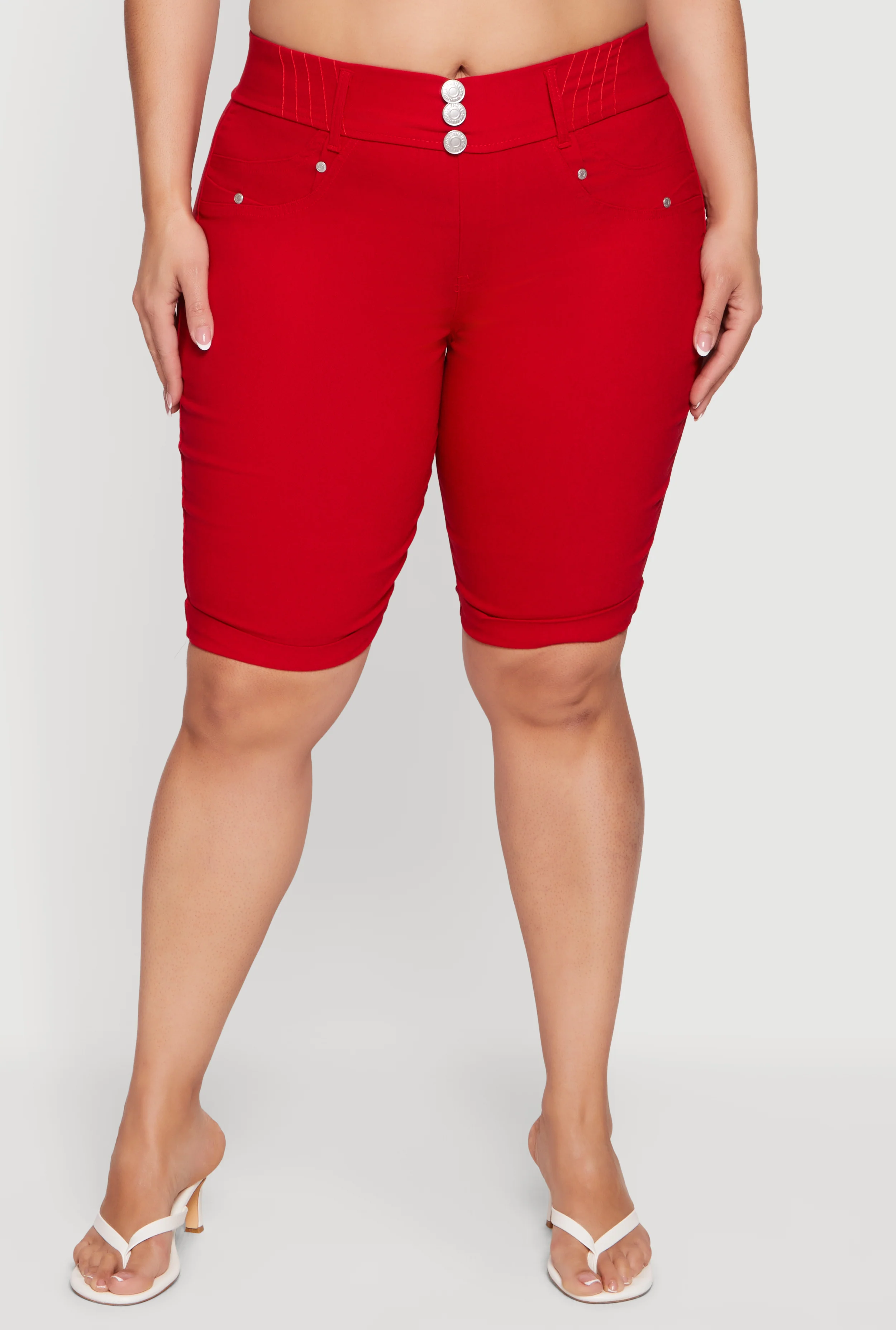 Plus Size Hyper Stretch Pull On Bermuda Shorts - Image 3