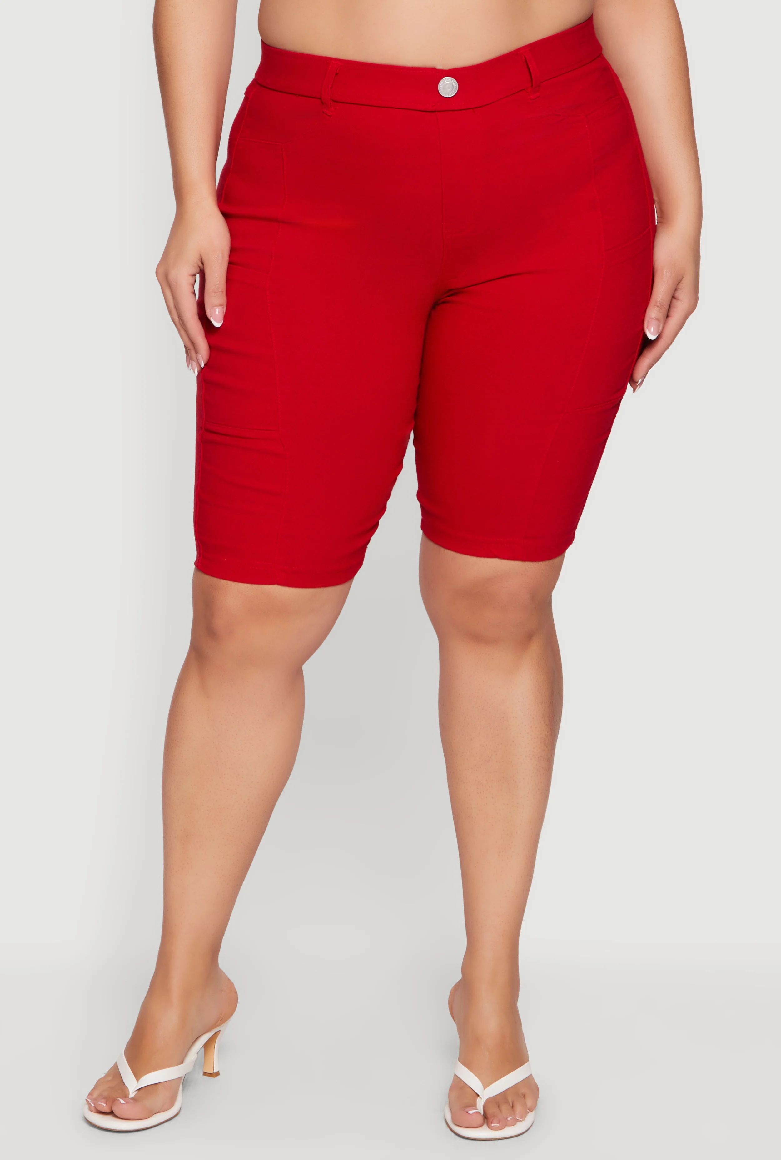 Plus Size Pull On Bermuda Shorts with Cell Phone Pockets - Image 3