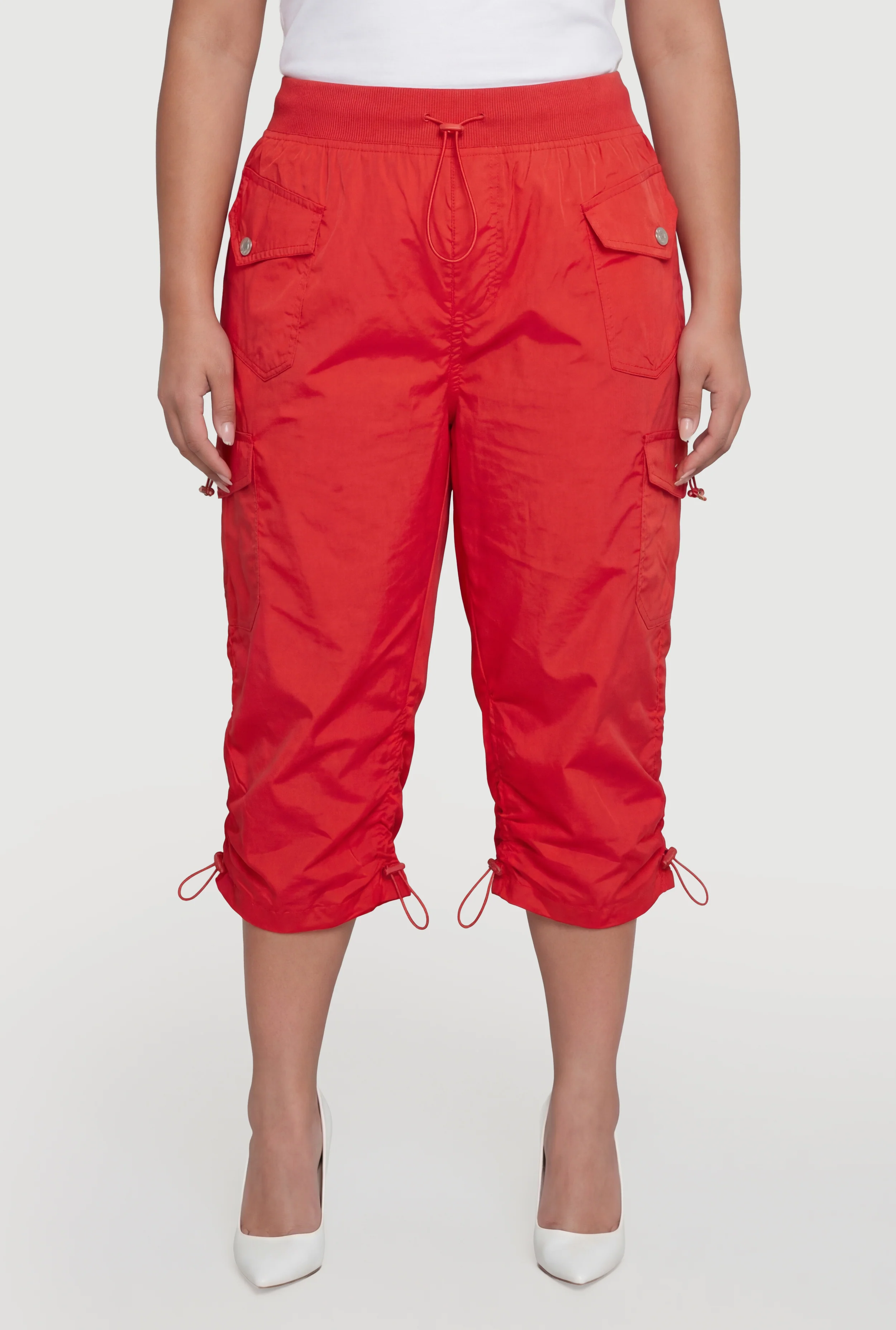Plus Size Toggle Drawstring Waist Cargo Bermuda Shorts - Image 3