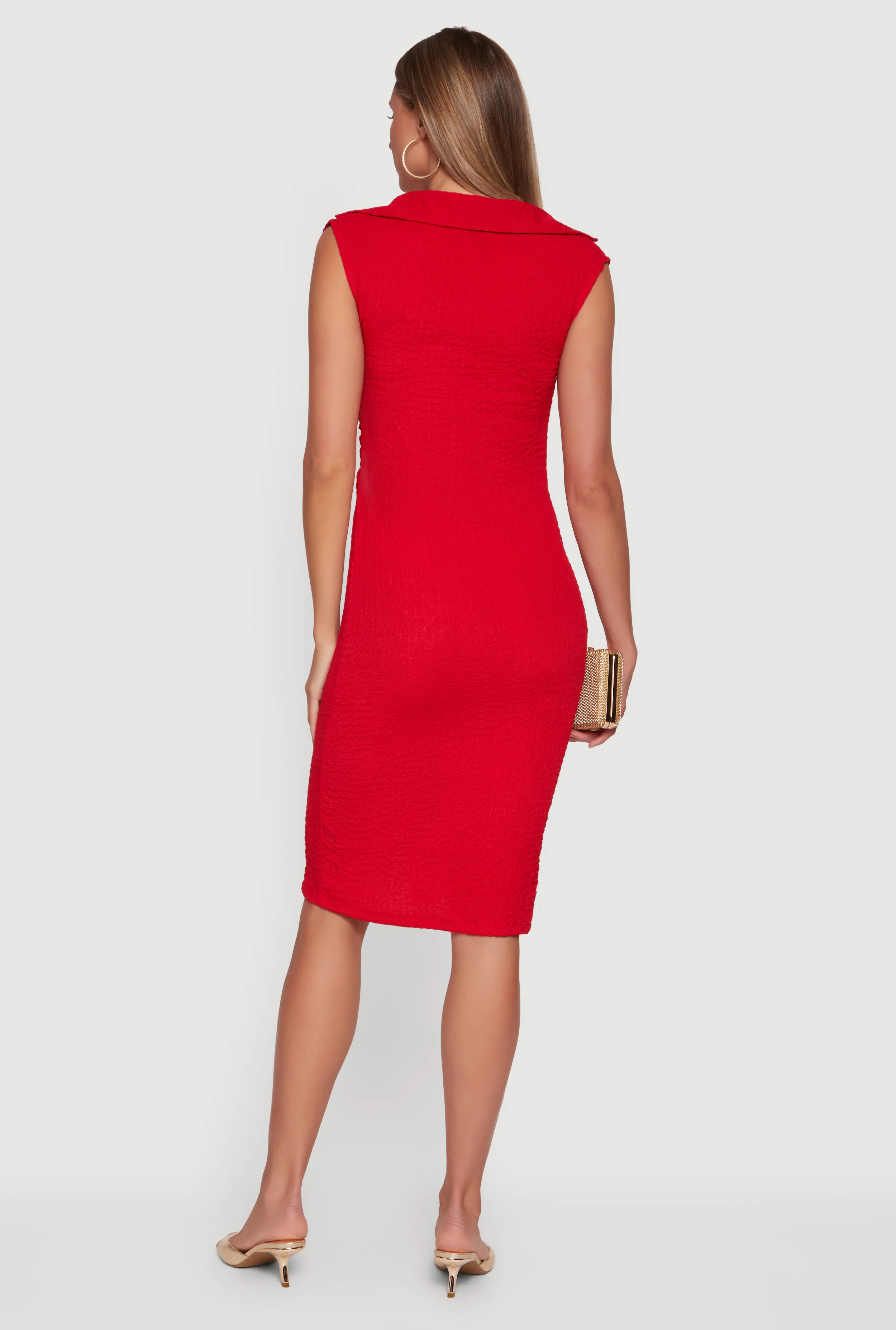 Sleeveless Textured Knit Button Front Dress - Image 3