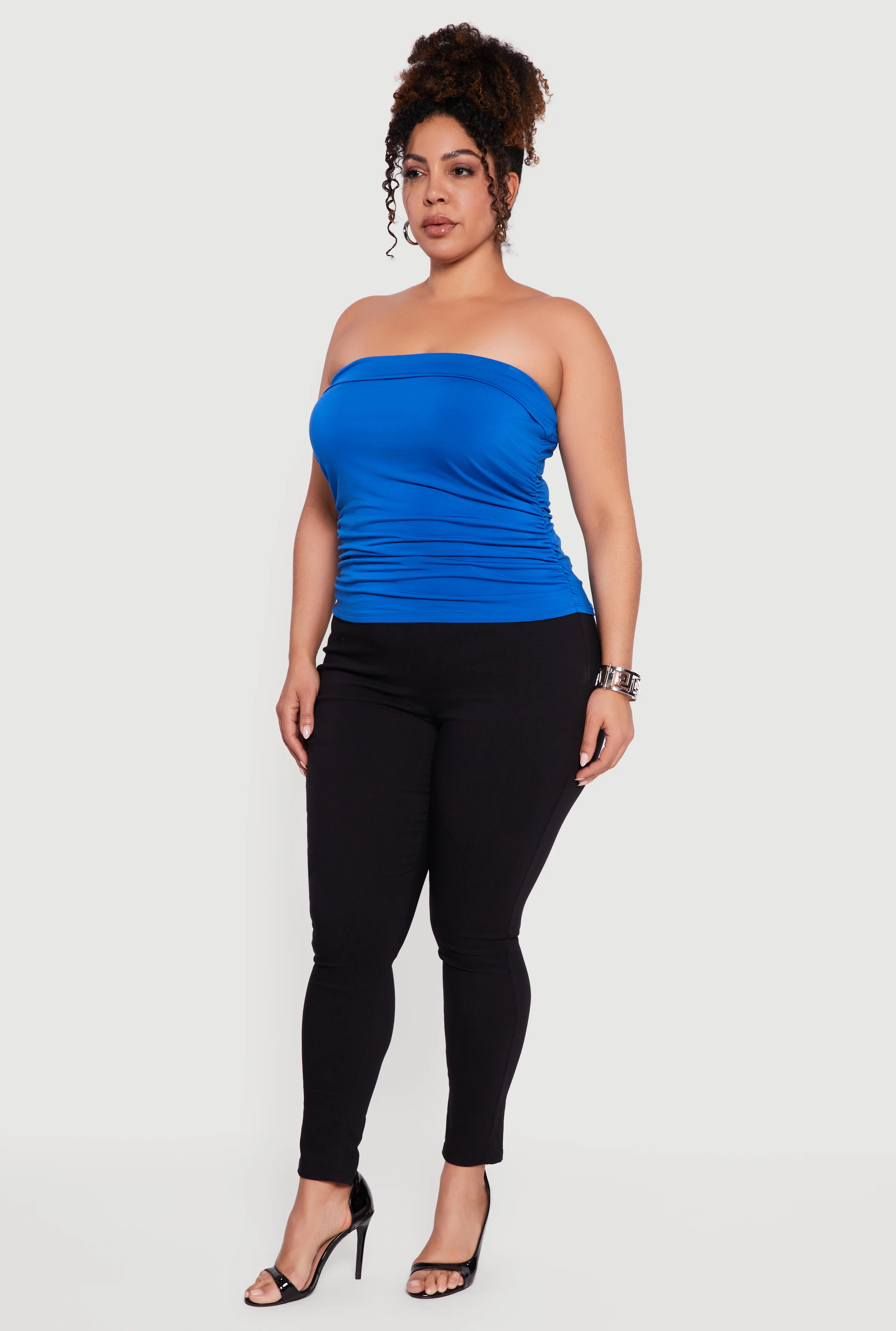 Plus Size Side Ruched Tube Top - Image 3