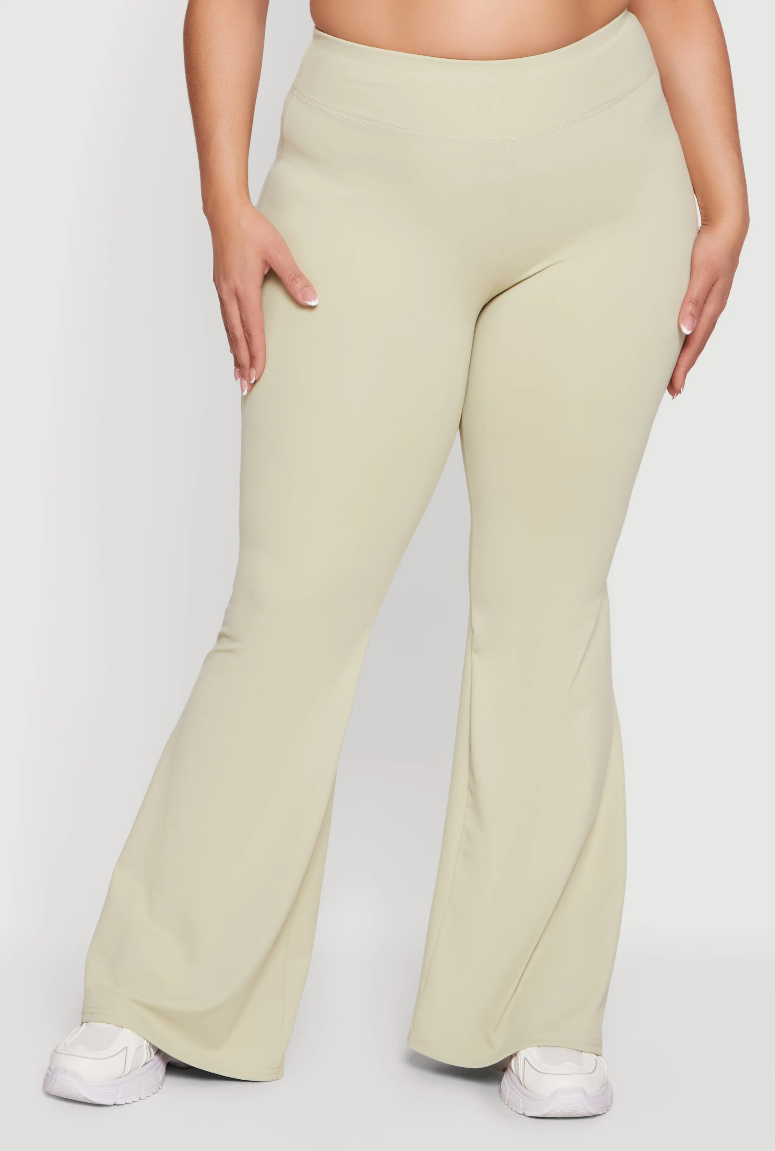 Plus Size Stretchy High Waisted Flare Leg Pants - Image 3