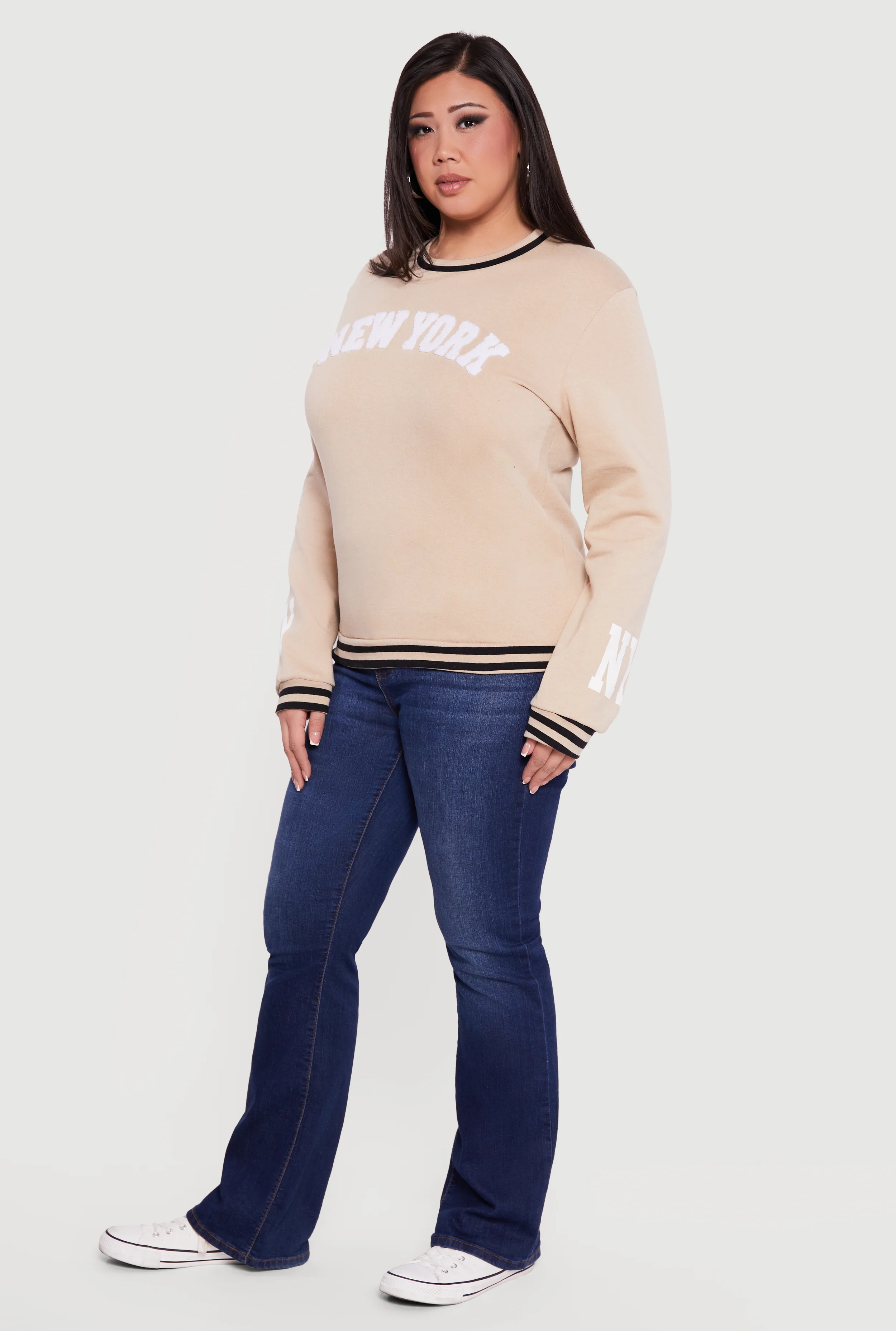 Plus Size New York Chenille Graphic Sweatshirt - Image 3