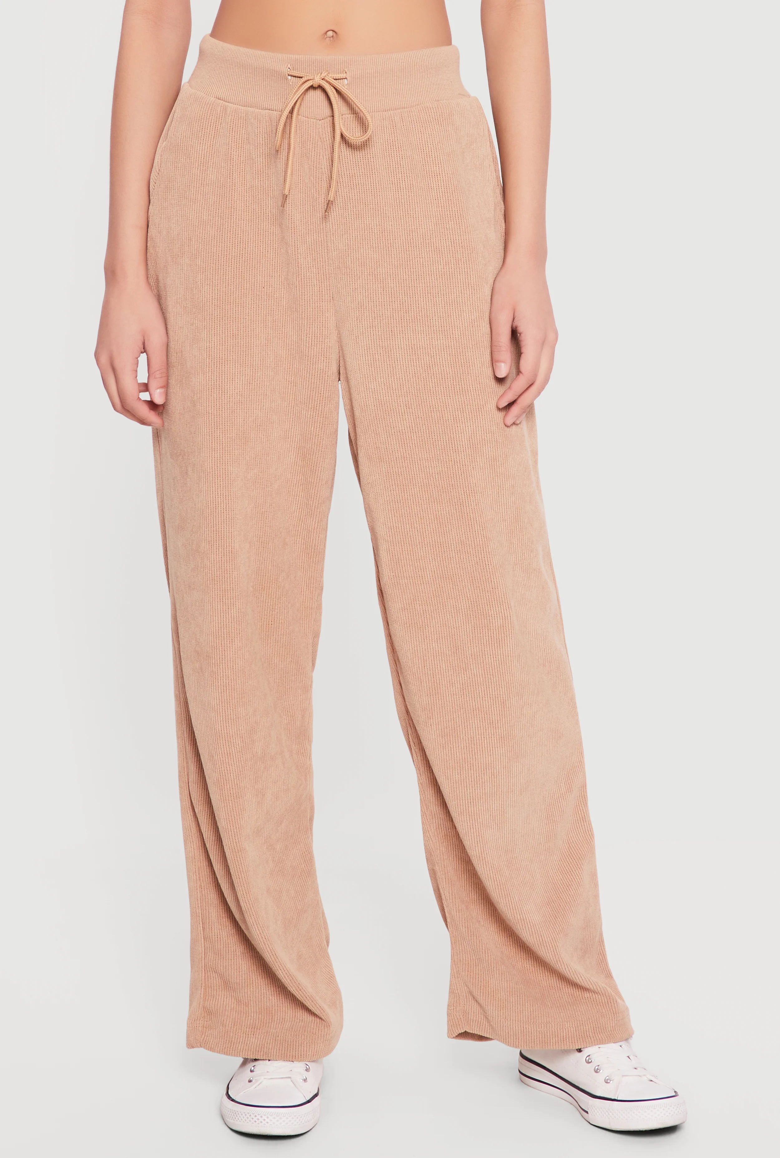 Drawstring Ribbed Knit Pants - Image 3
