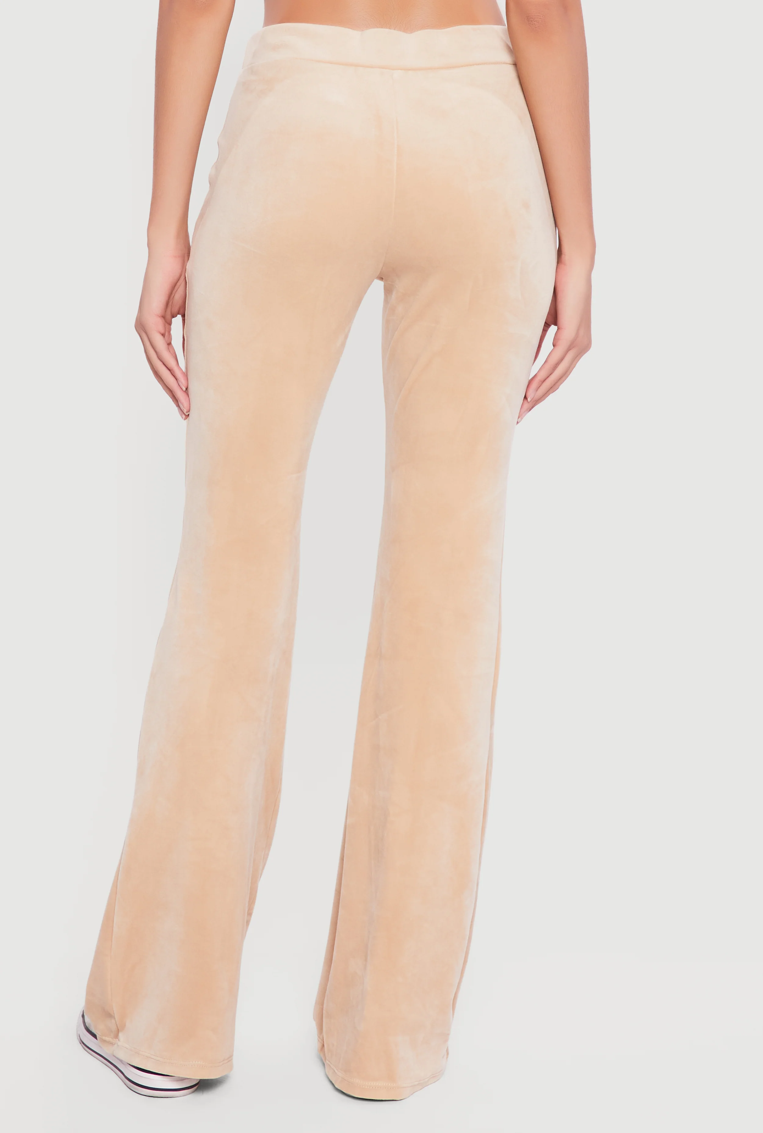 Velour Flare Leg Faux Drawstring Pants - Image 5