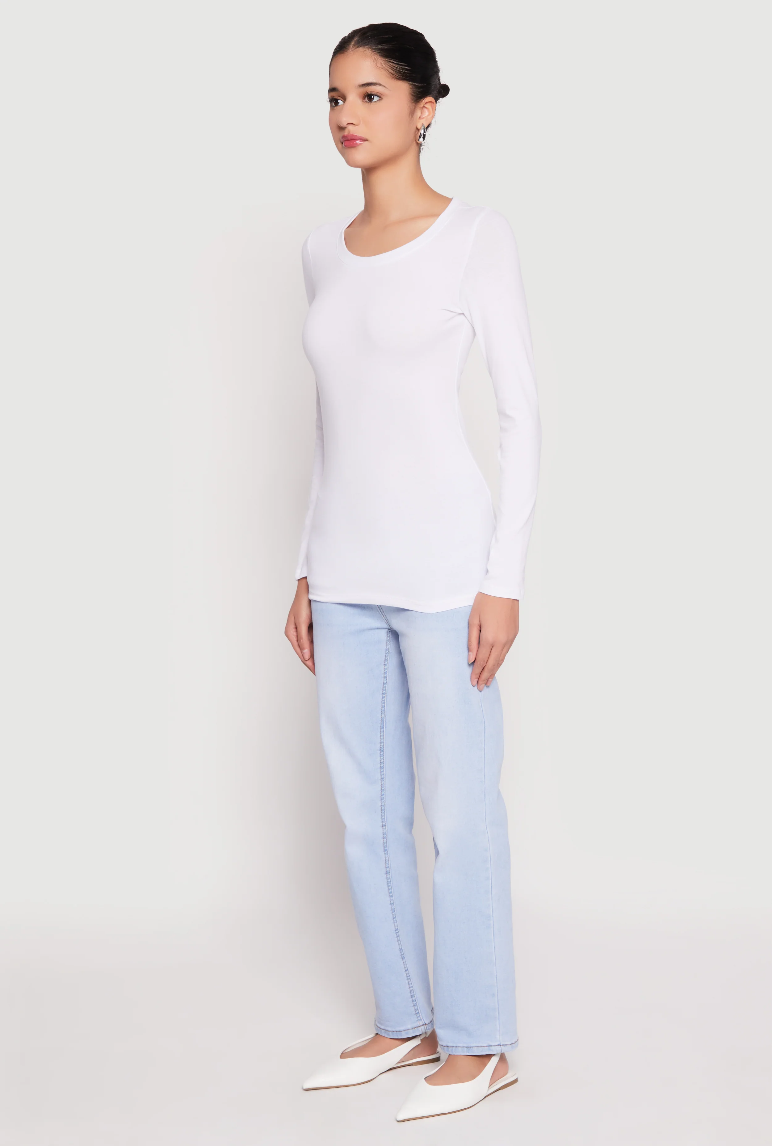 Basic Crew Neck Long Sleeve Tee - Image 5