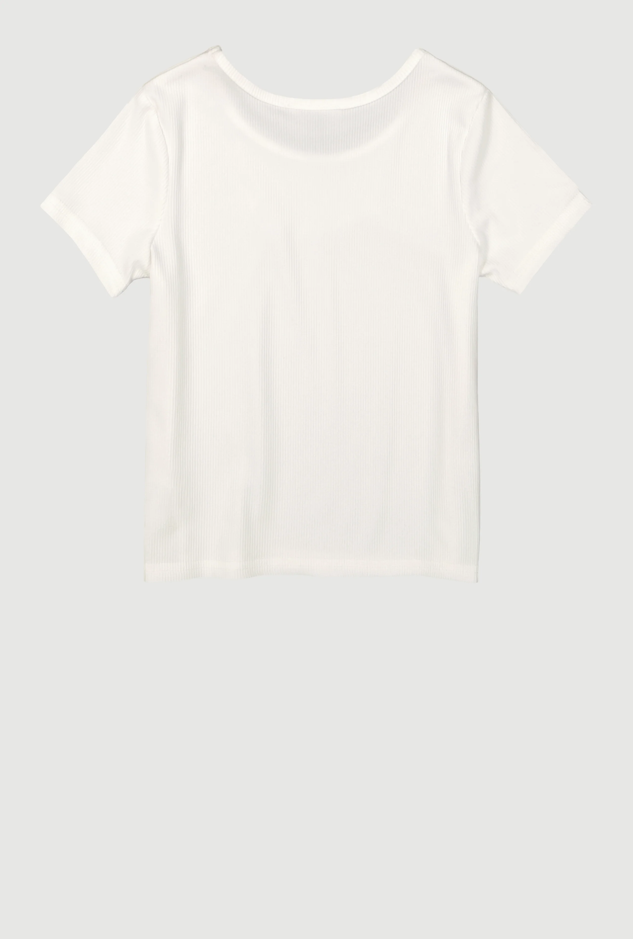 Girls Rib Knit Tee with Removable Animal Charm Chain - Image 3