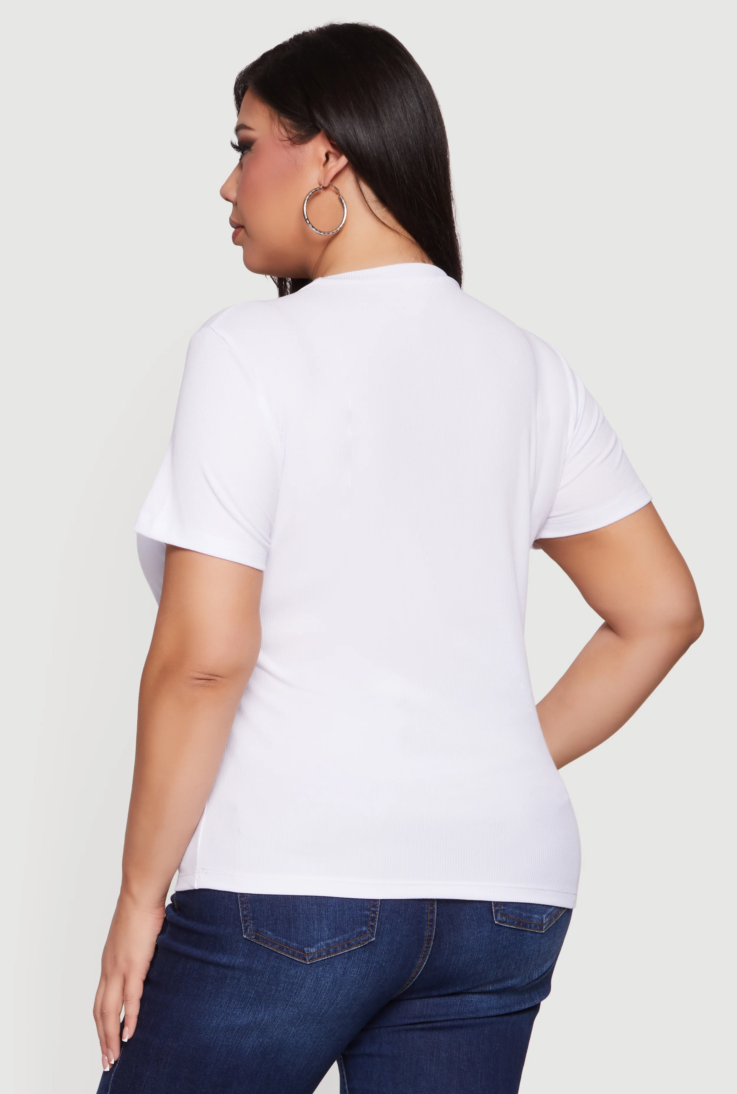 Plus Size Butterfly Studded Denim Patch Tee - Image 5