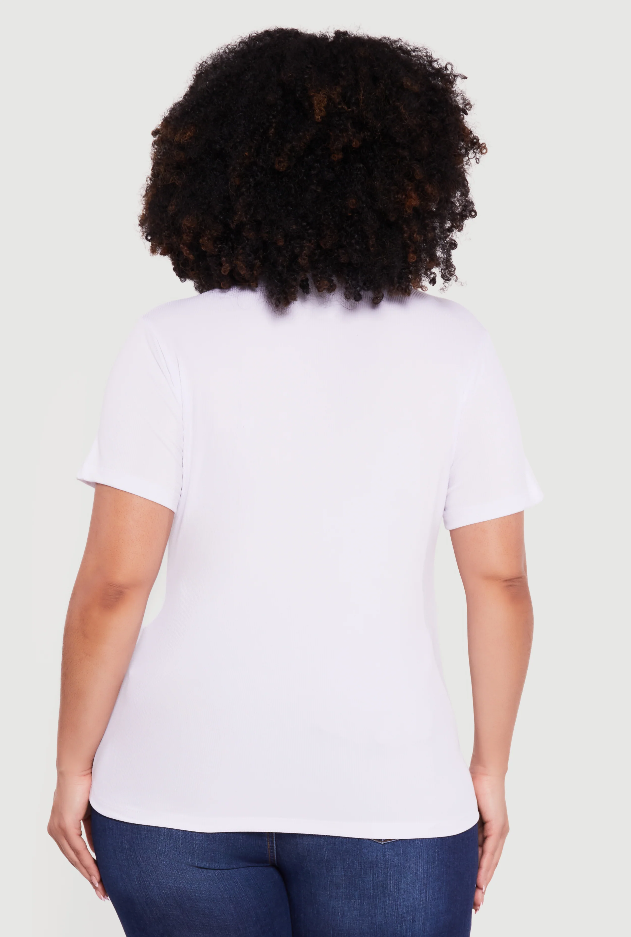 Plus Size Cherry Graphic Denim Patch Tee - Image 5
