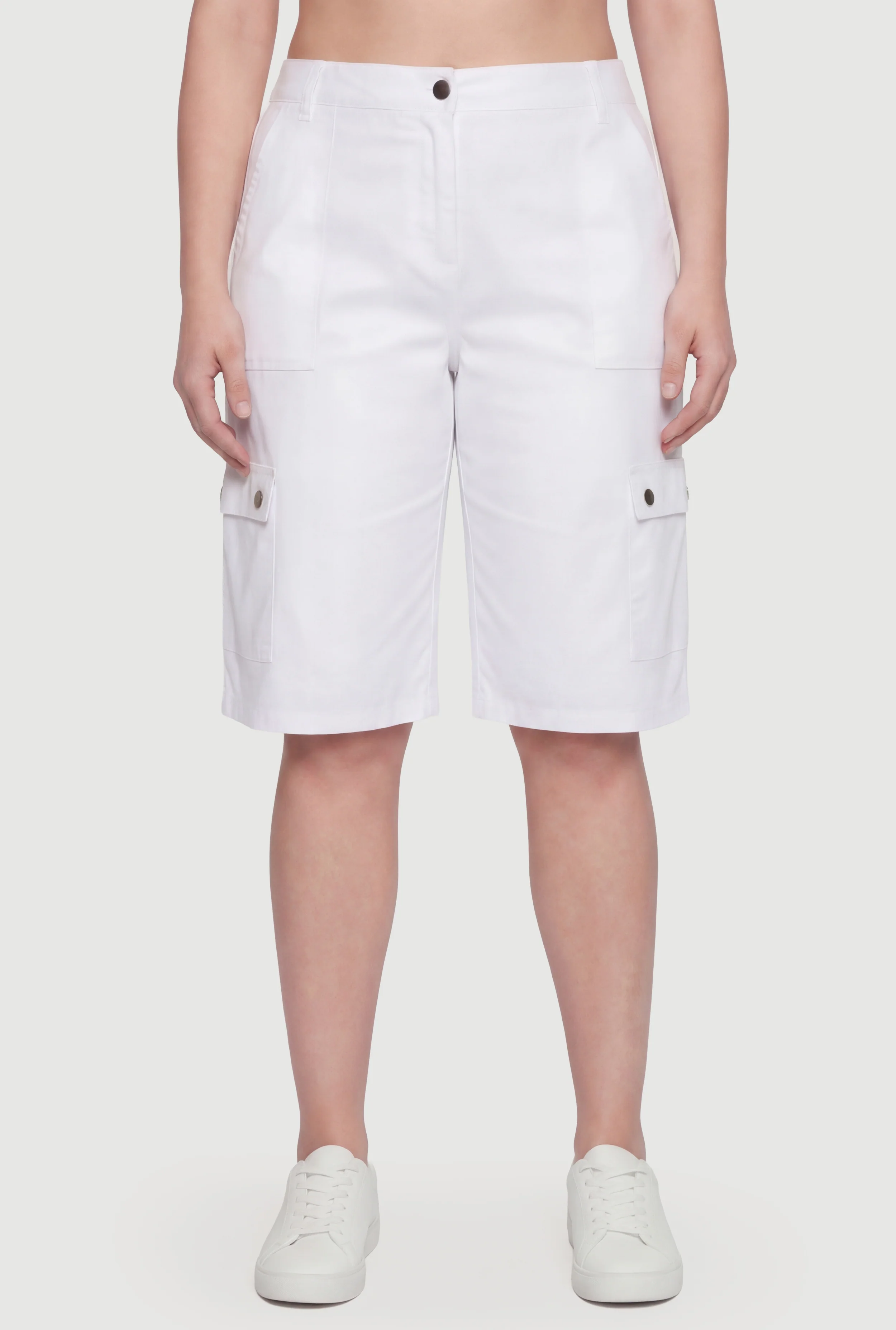 Plus Size High Waisted Bermuda Cargo Shorts - Image 3