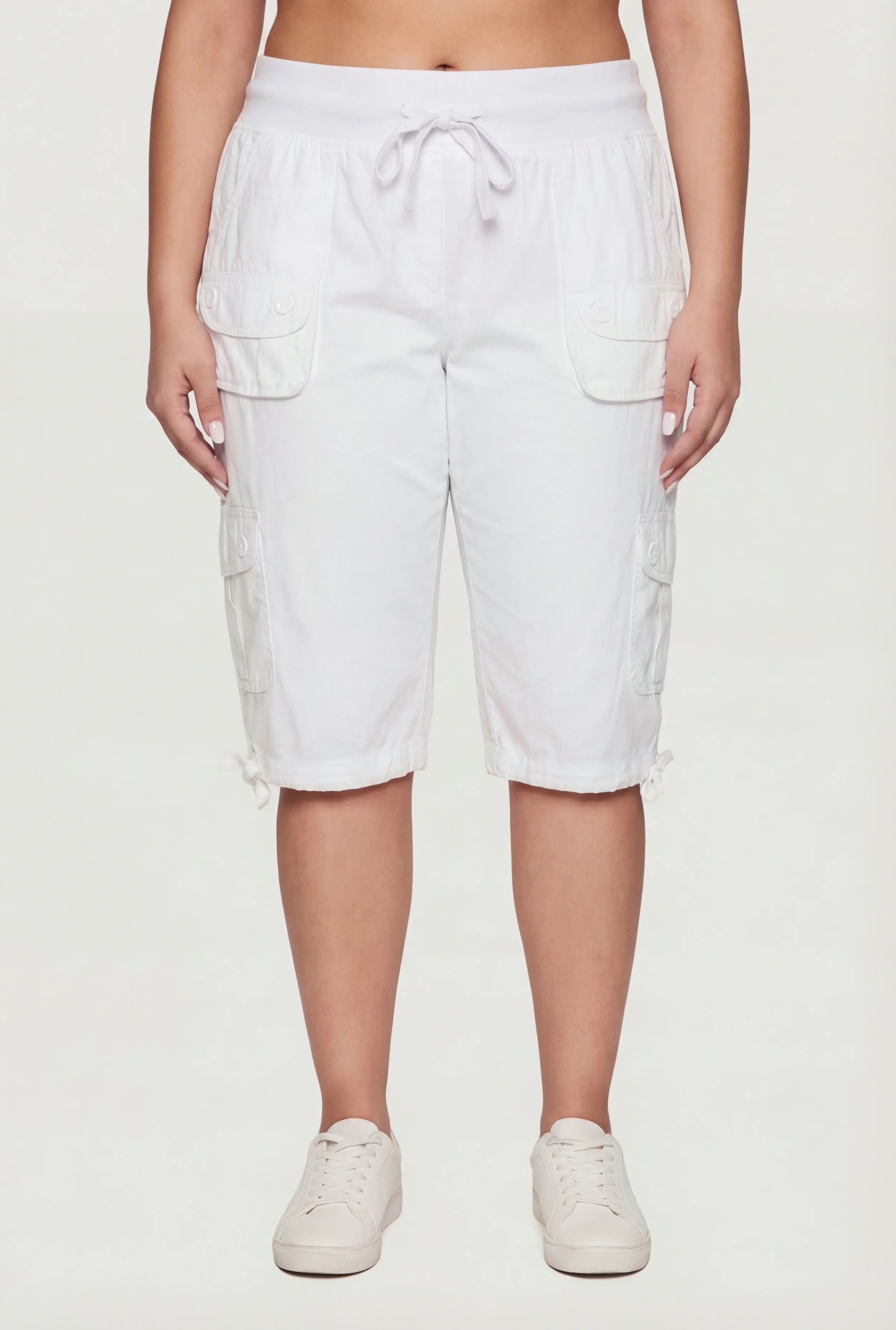 Plus Size High Waisted Cargo Pocket Bermuda Shorts - Image 3