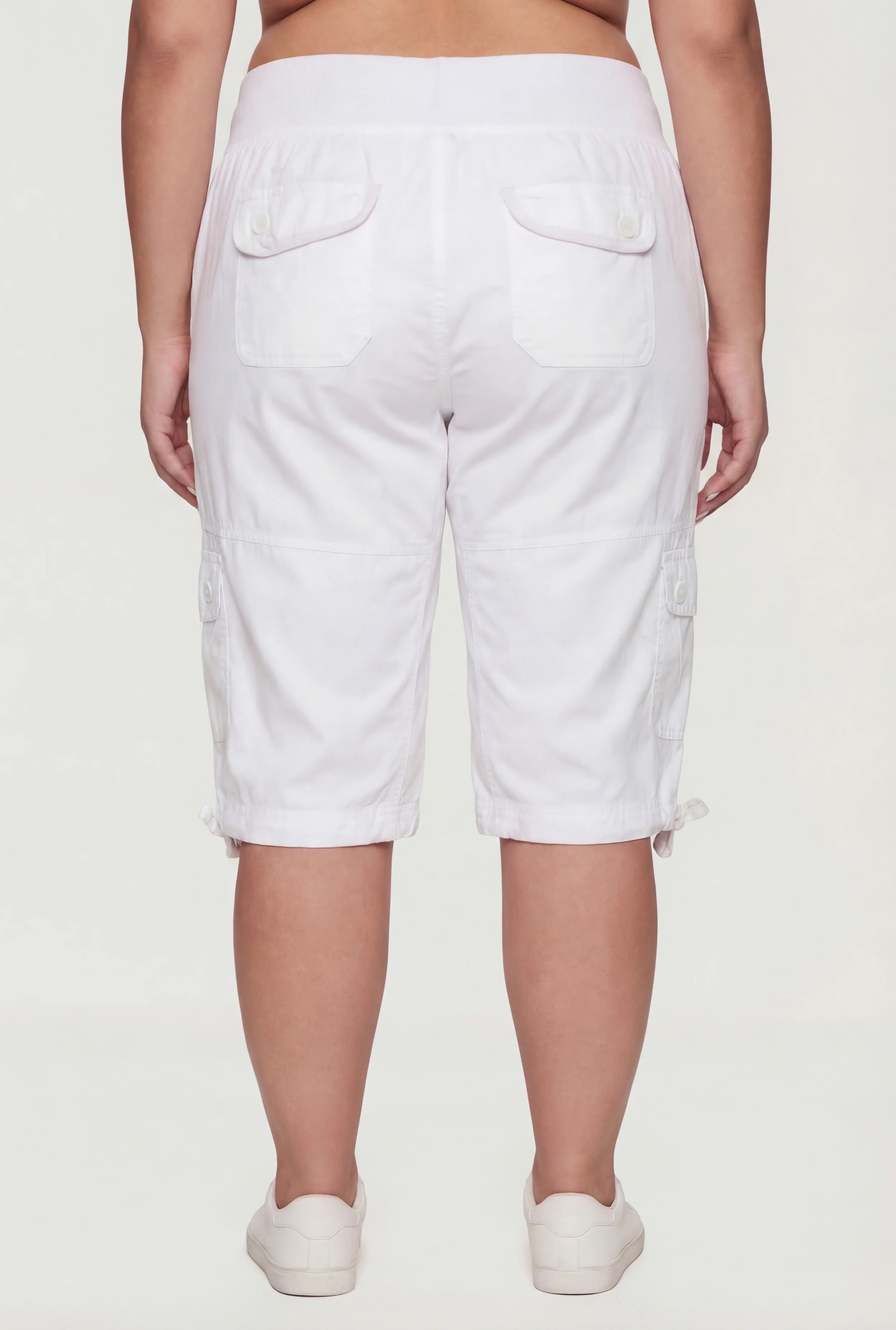 Plus Size High Waisted Cargo Pocket Bermuda Shorts - Image 5