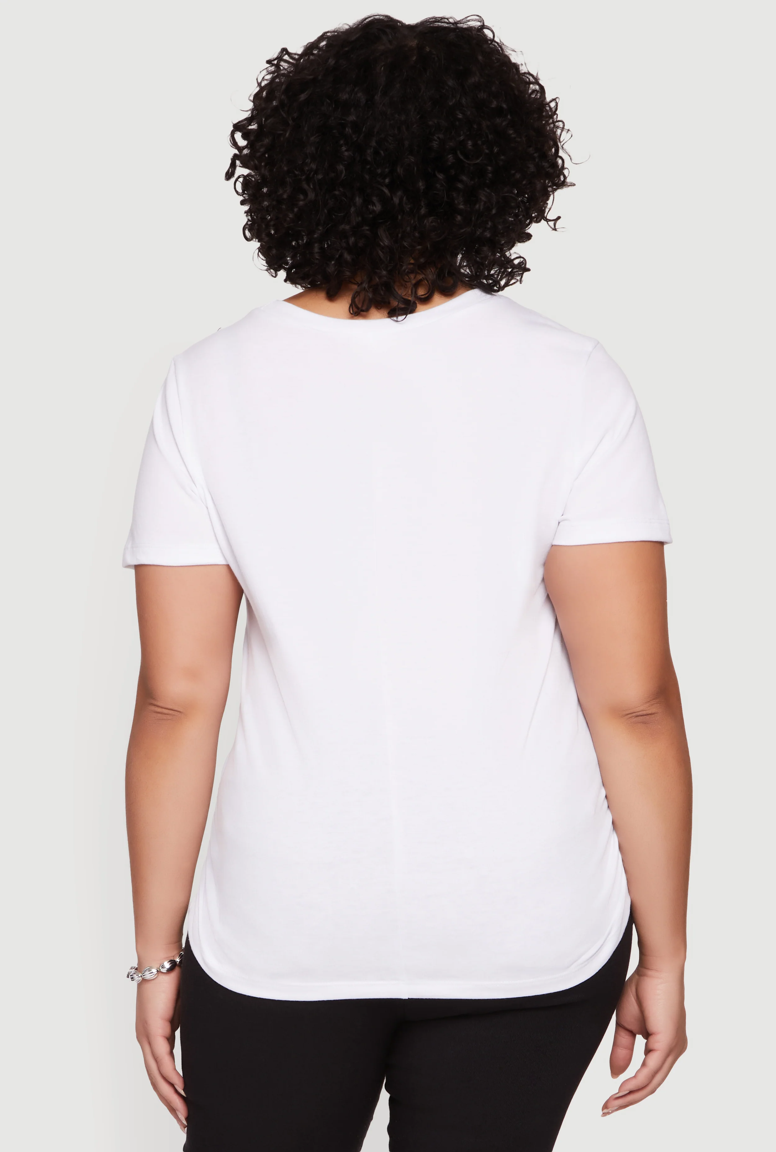 Plus Size Rhinestone Lace Trim Corset Graphic Tee - Image 5