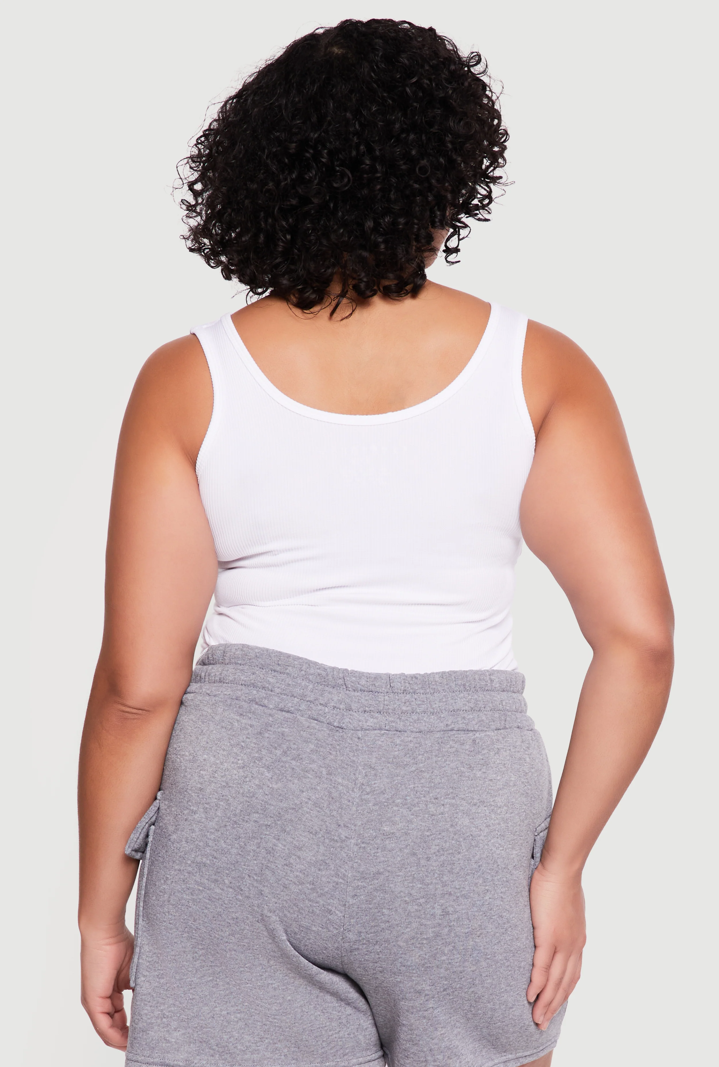 Plus Size Rib Knit Notch Neck Tank Top - Image 5