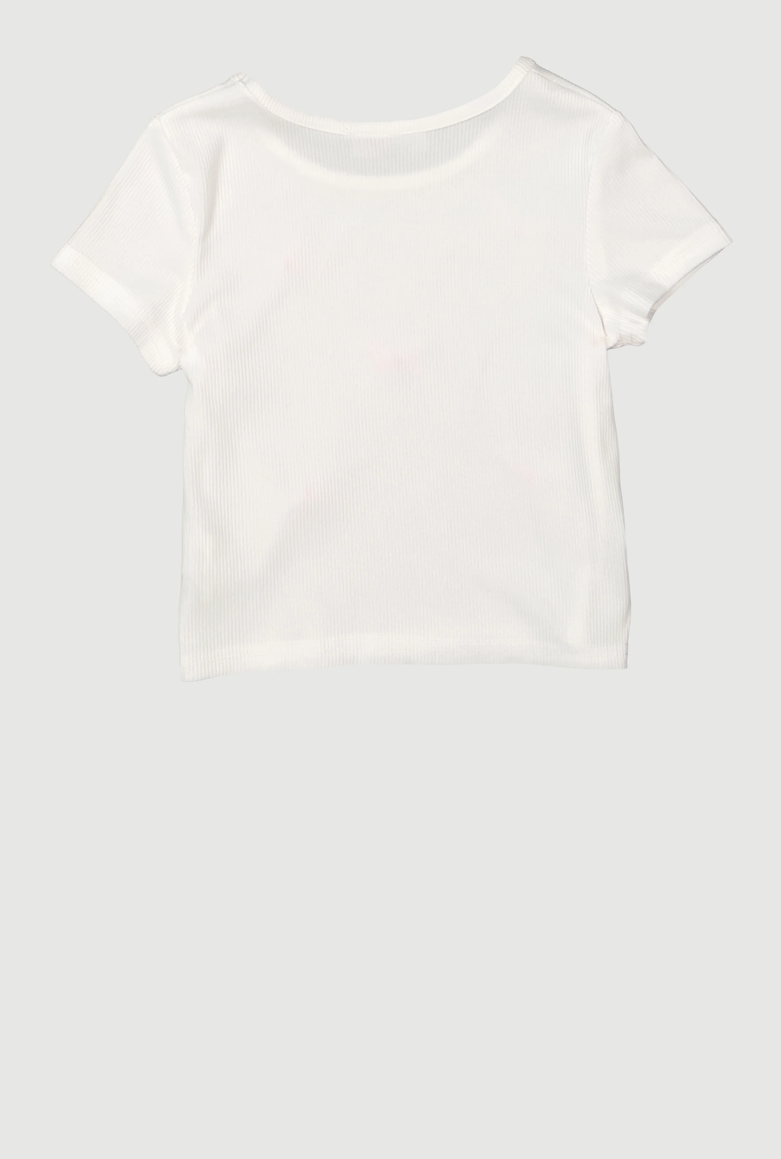 Little Girls Bow Detail Short Sleeve Crew Neck Tee - Image 3
