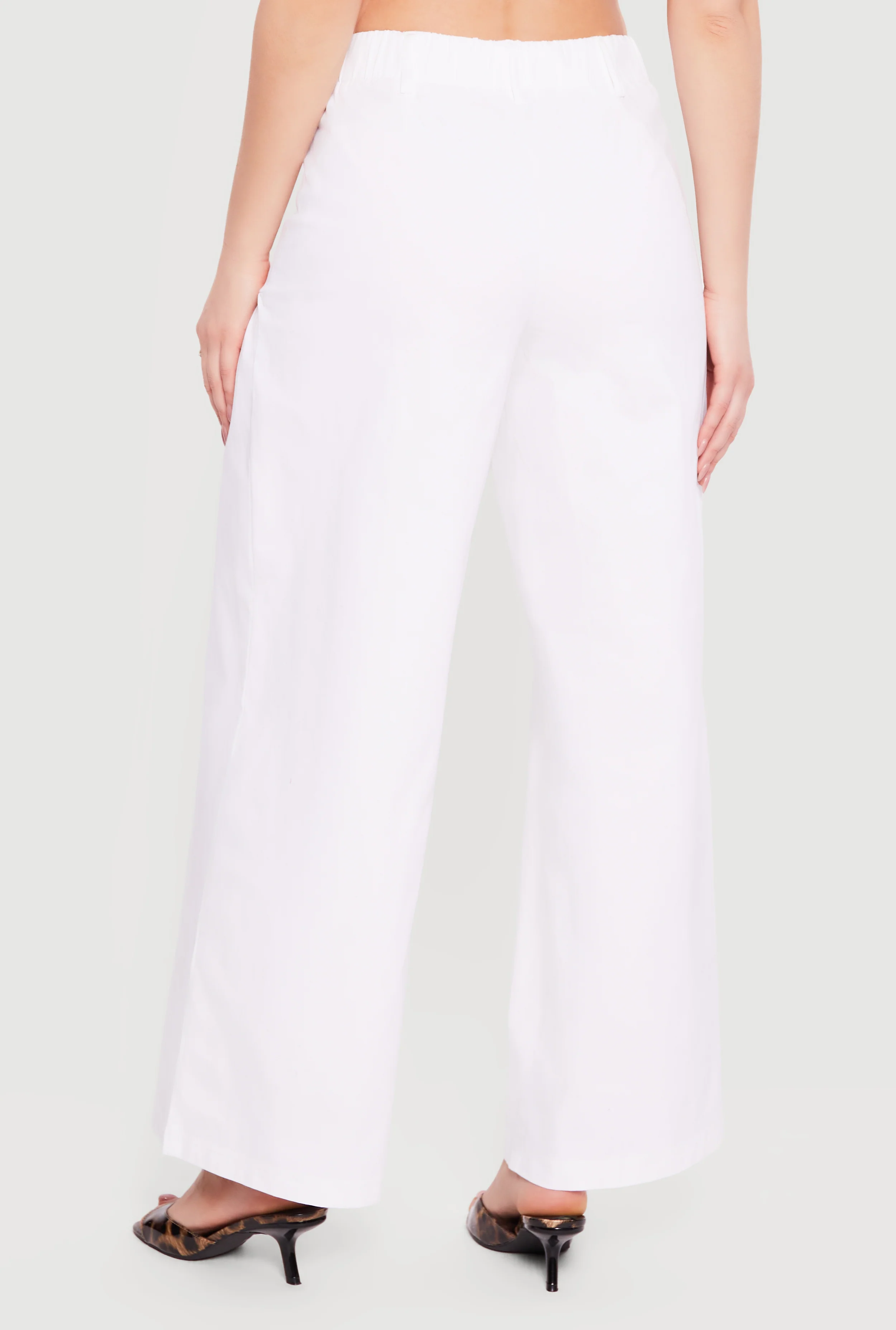Solid Twill Wide Leg Palazzo Pants - Image 5