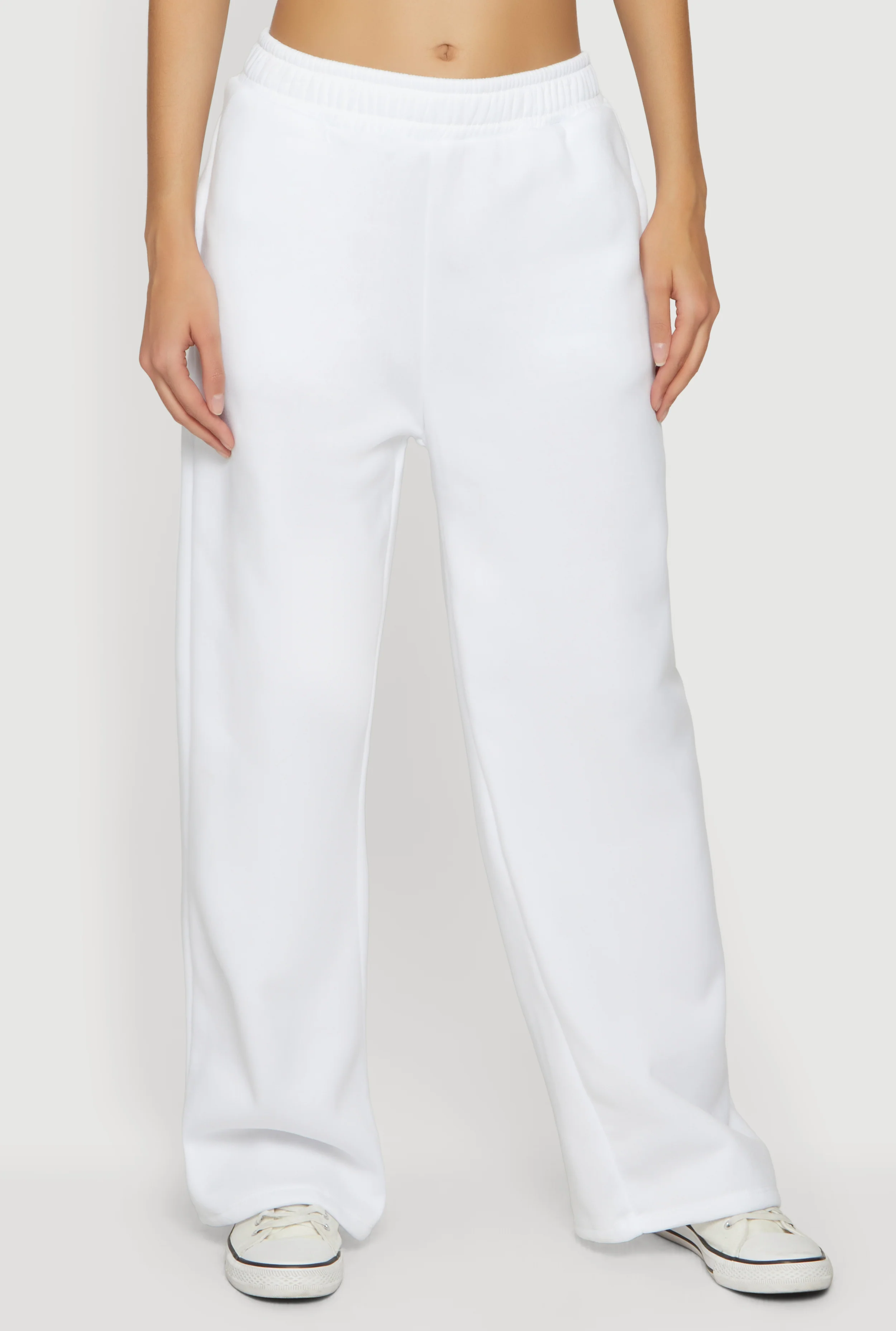 Solid Wide Leg Pull On Sweatpants - Image 3