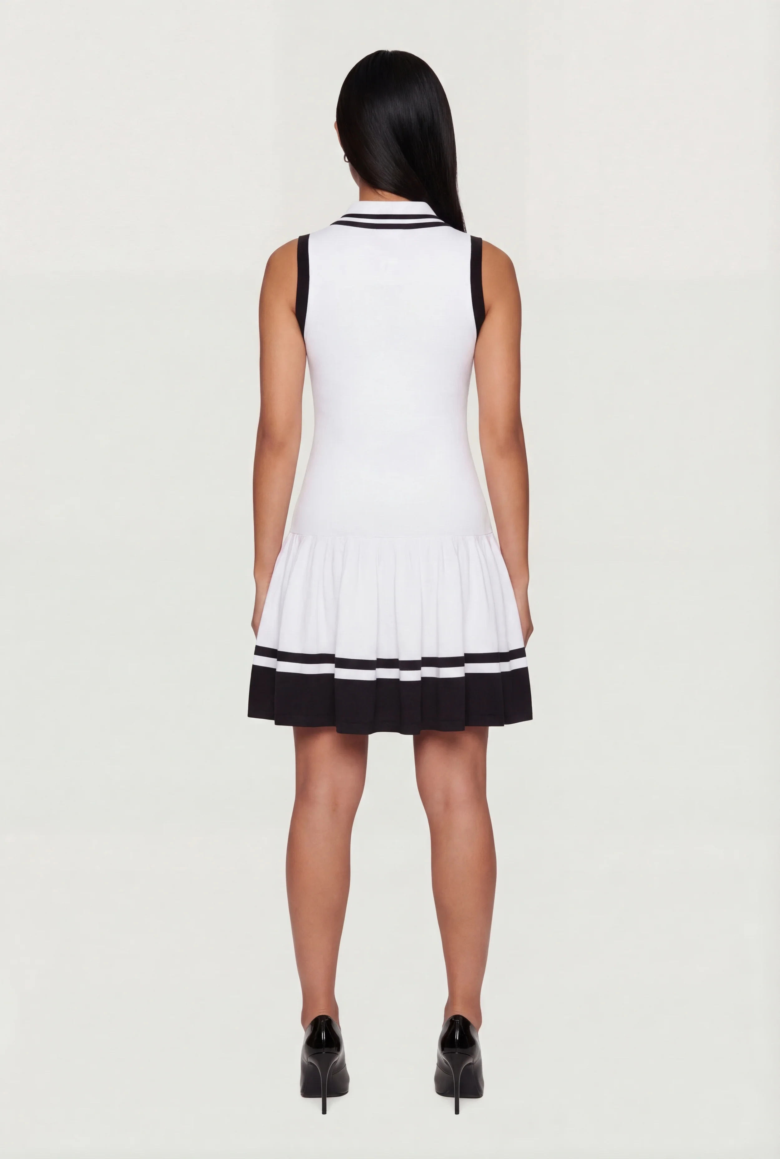 Collared Sleeveless Knitted Tennis Dress - Image 3